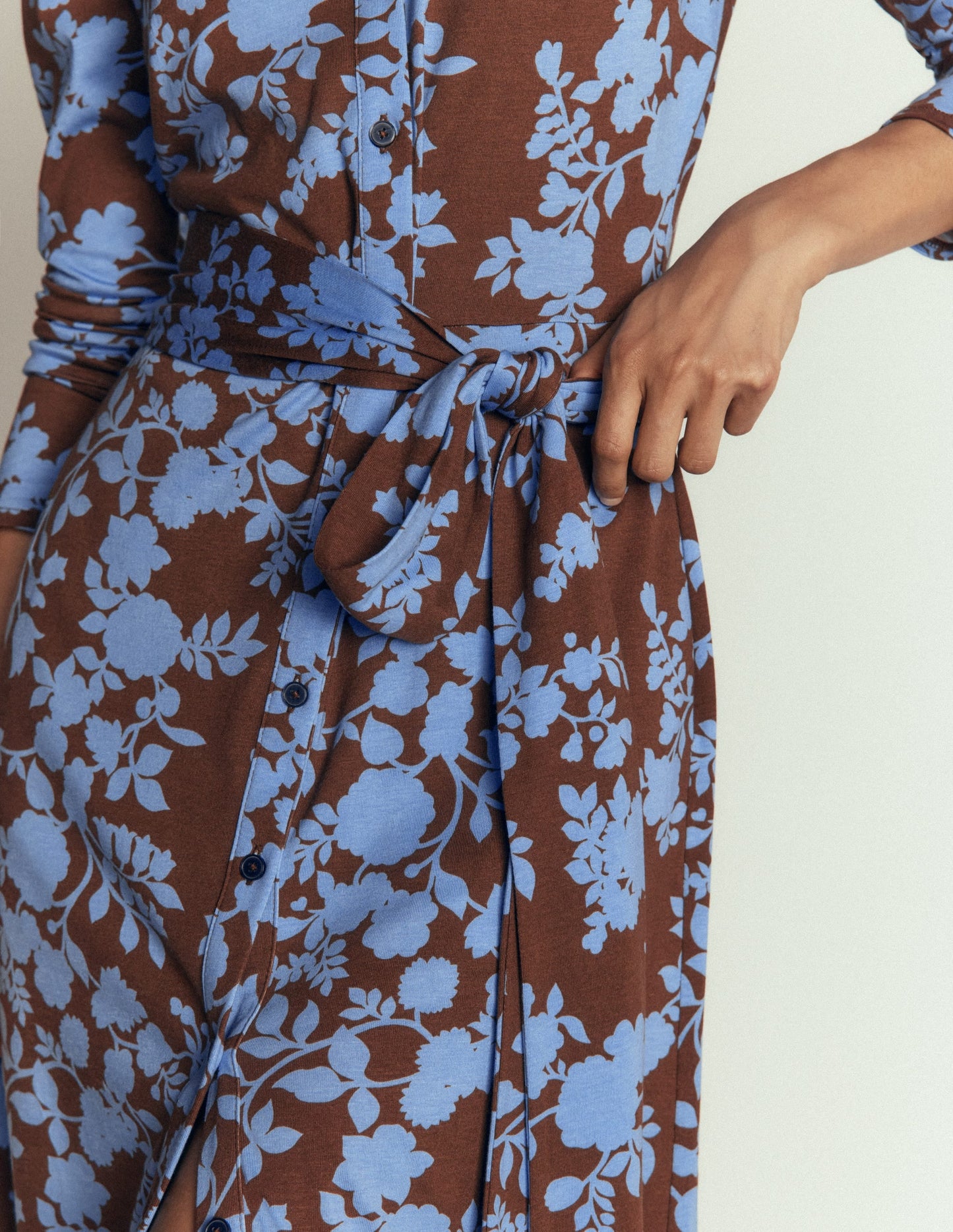 Honor Column Jersey Midi Dress-Raw Umber, Bouquet Breeze