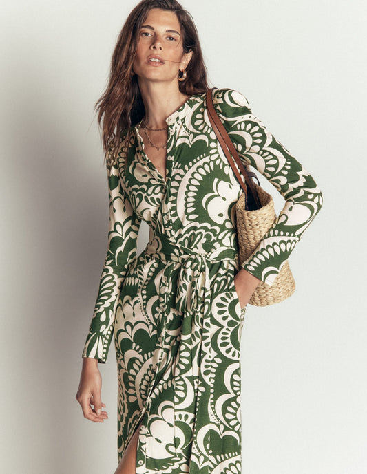 Honor Column Jersey Midi Dress-Chive, Flourishing Medley