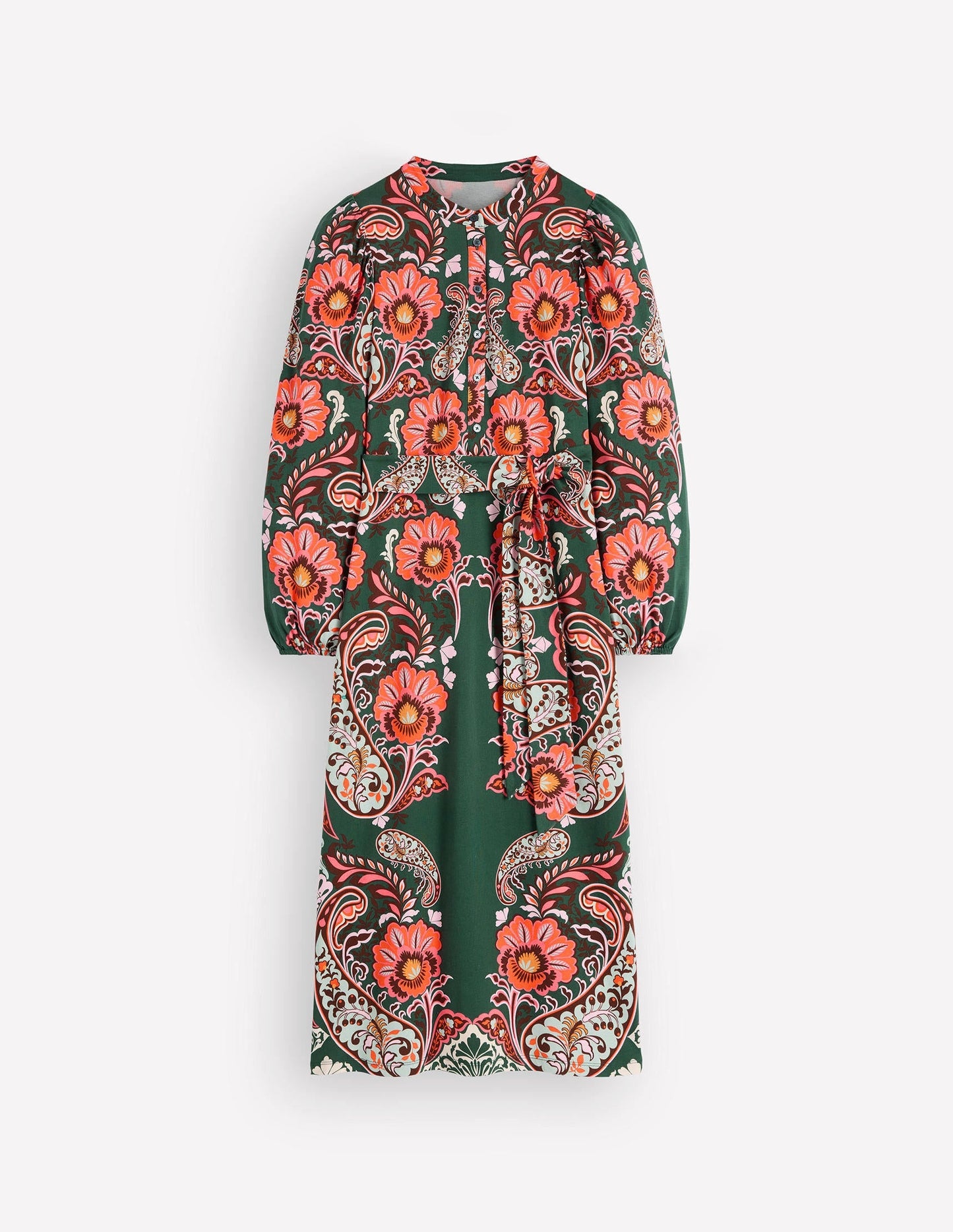 Eli Belted Jersey Midi Dress-Hunter Green, Bohemia Dream