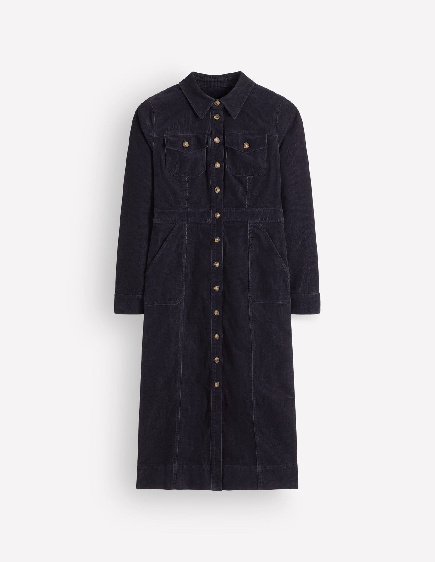 Fleur Cord Midi Dress-Navy