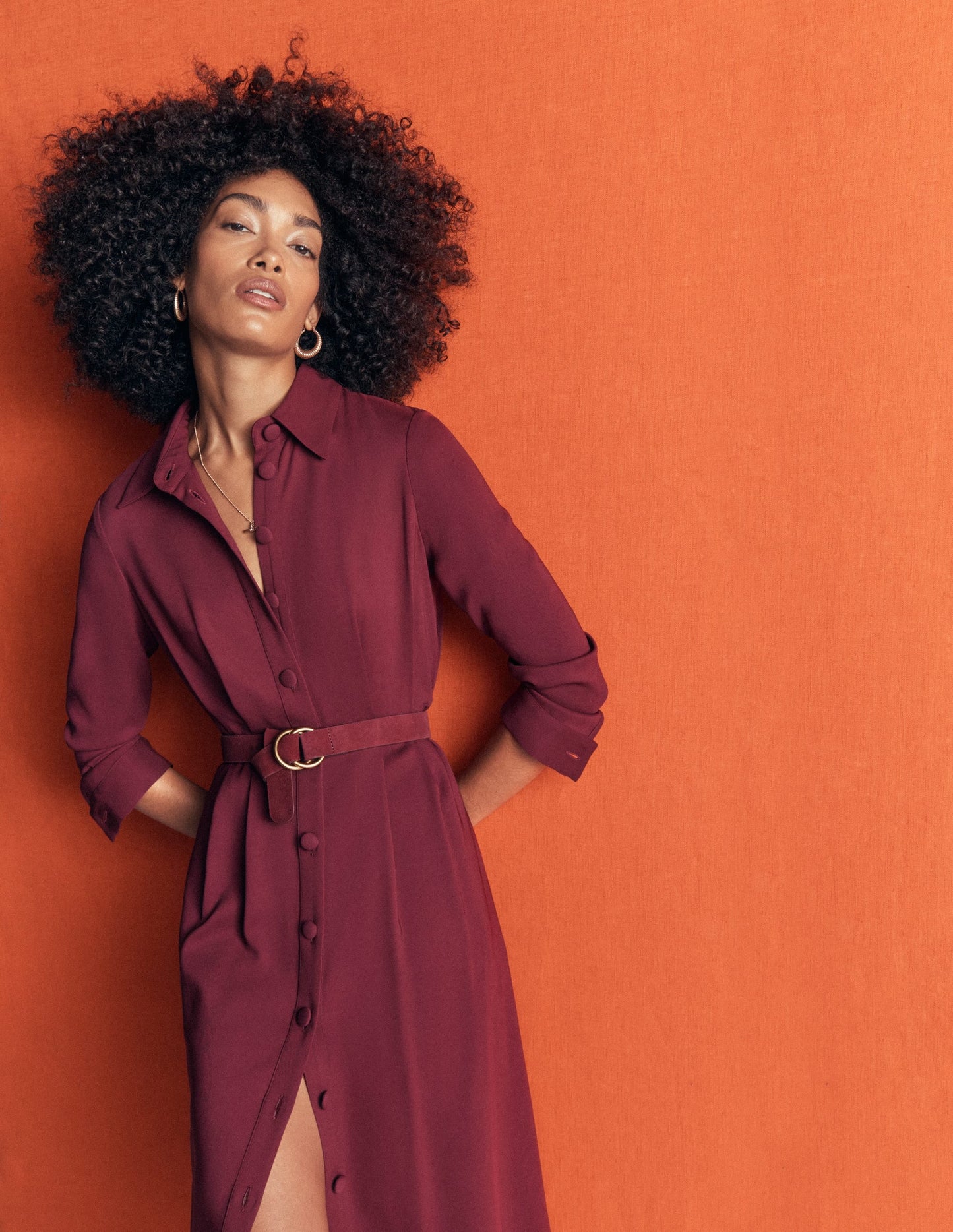 Kate Pleated Shirt Dress-Deep Wisteria