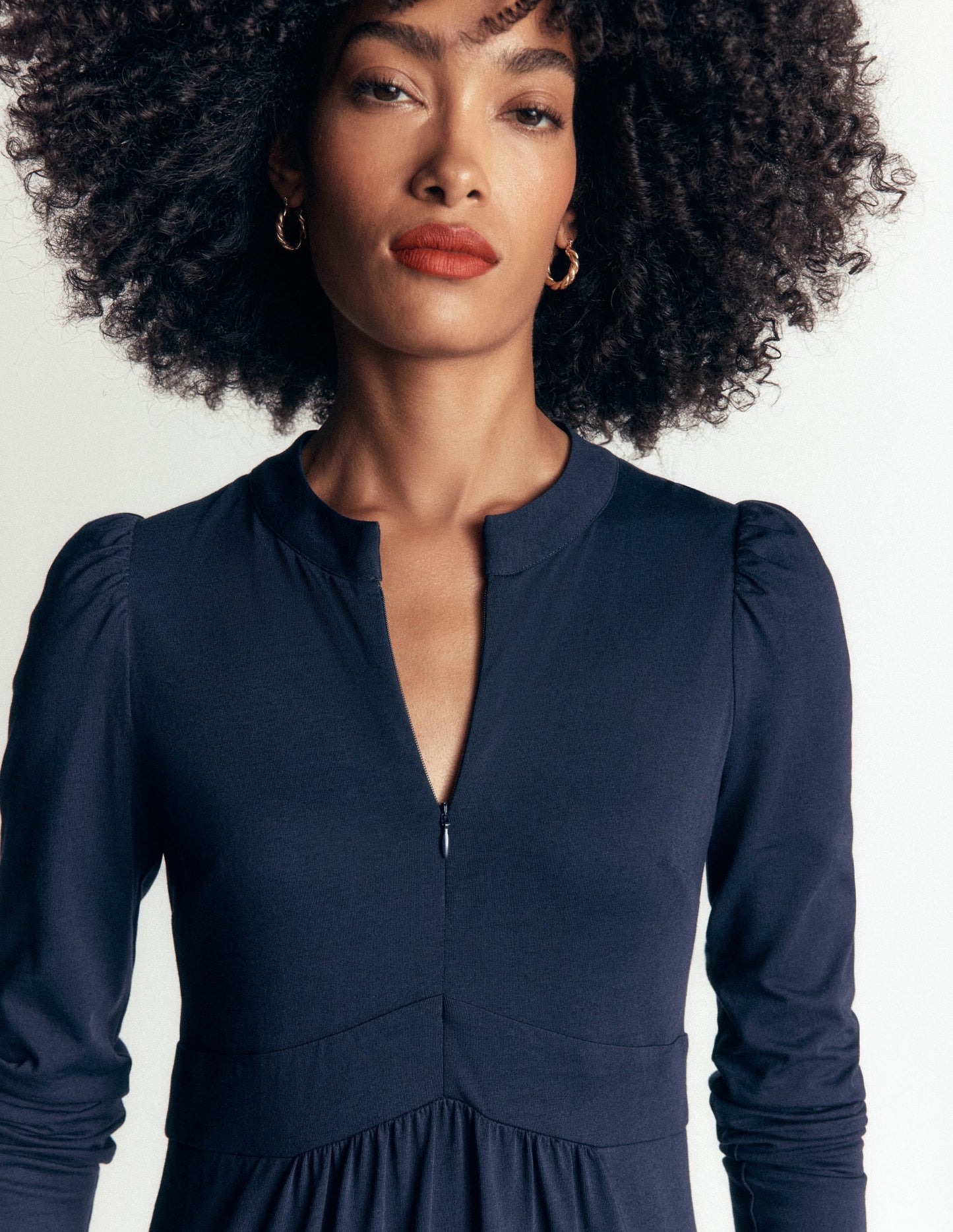 Hope Zip Detail Jersey Dress-Navy