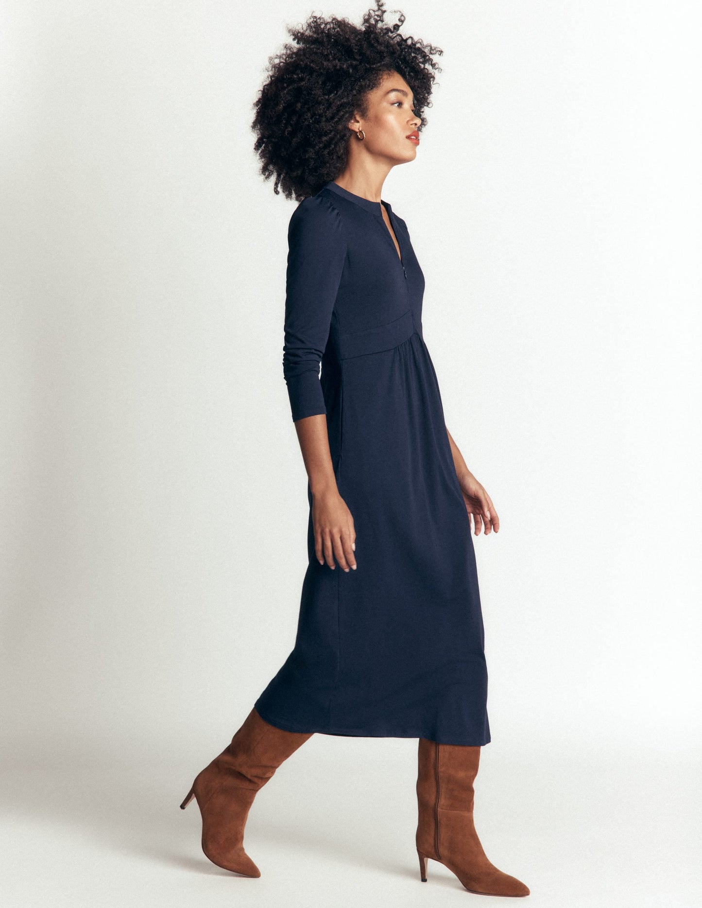 Hope Zip Detail Jersey Dress-Navy