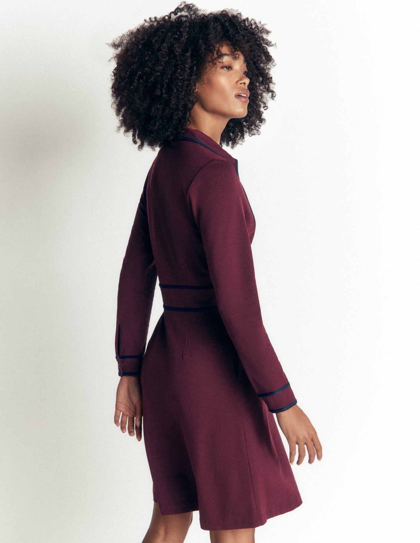 Ula Ponte Short Dress-Dark Cherry, Navy