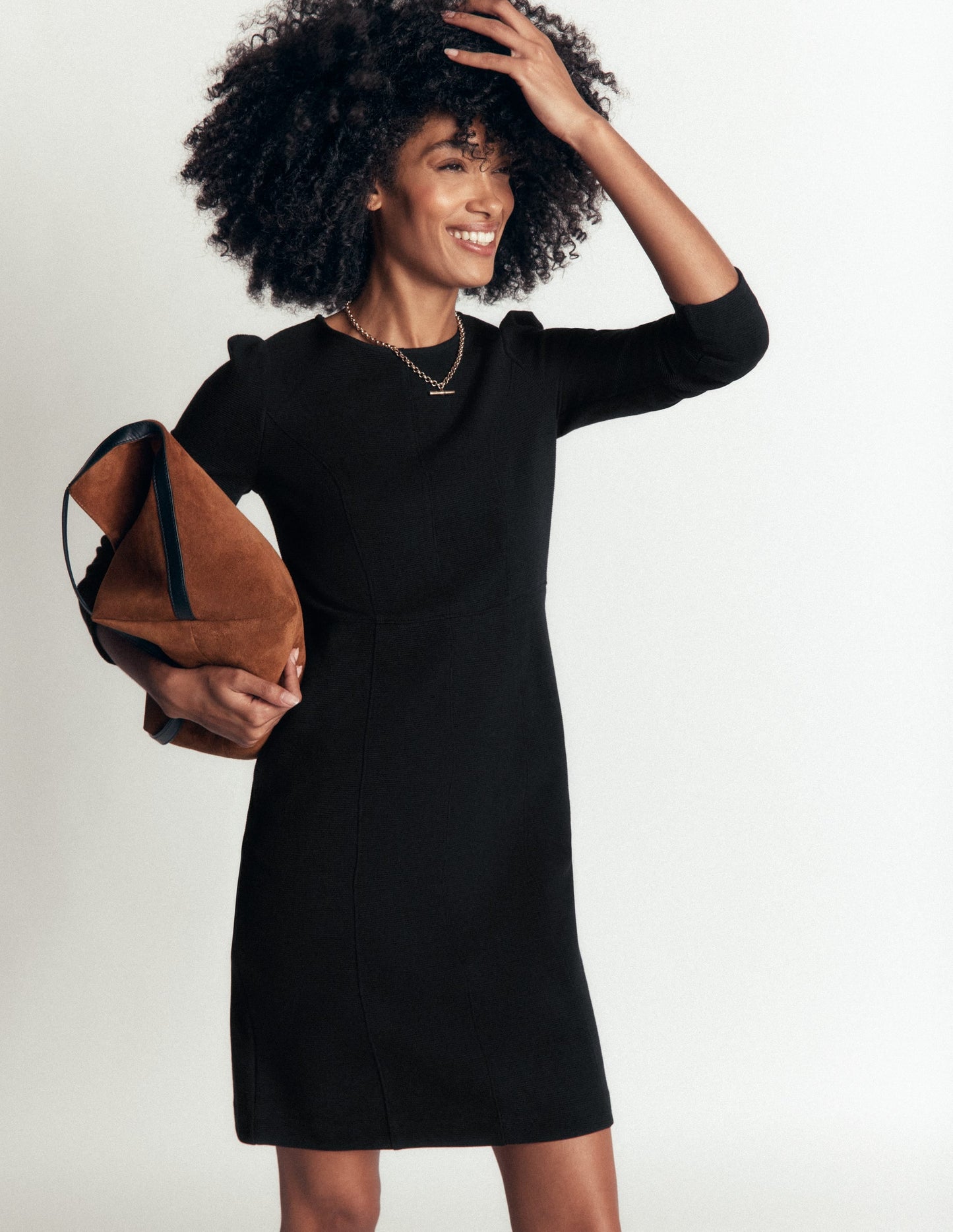Marla Seamed Ottoman Dress-Black