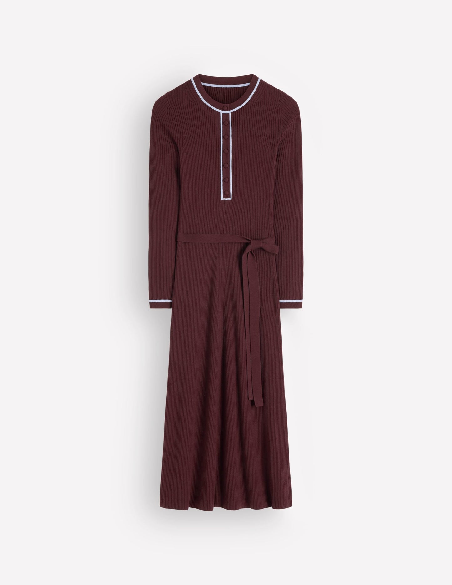 Paula Ribbed Crew Dress-Raw Umber, Faded Denim
