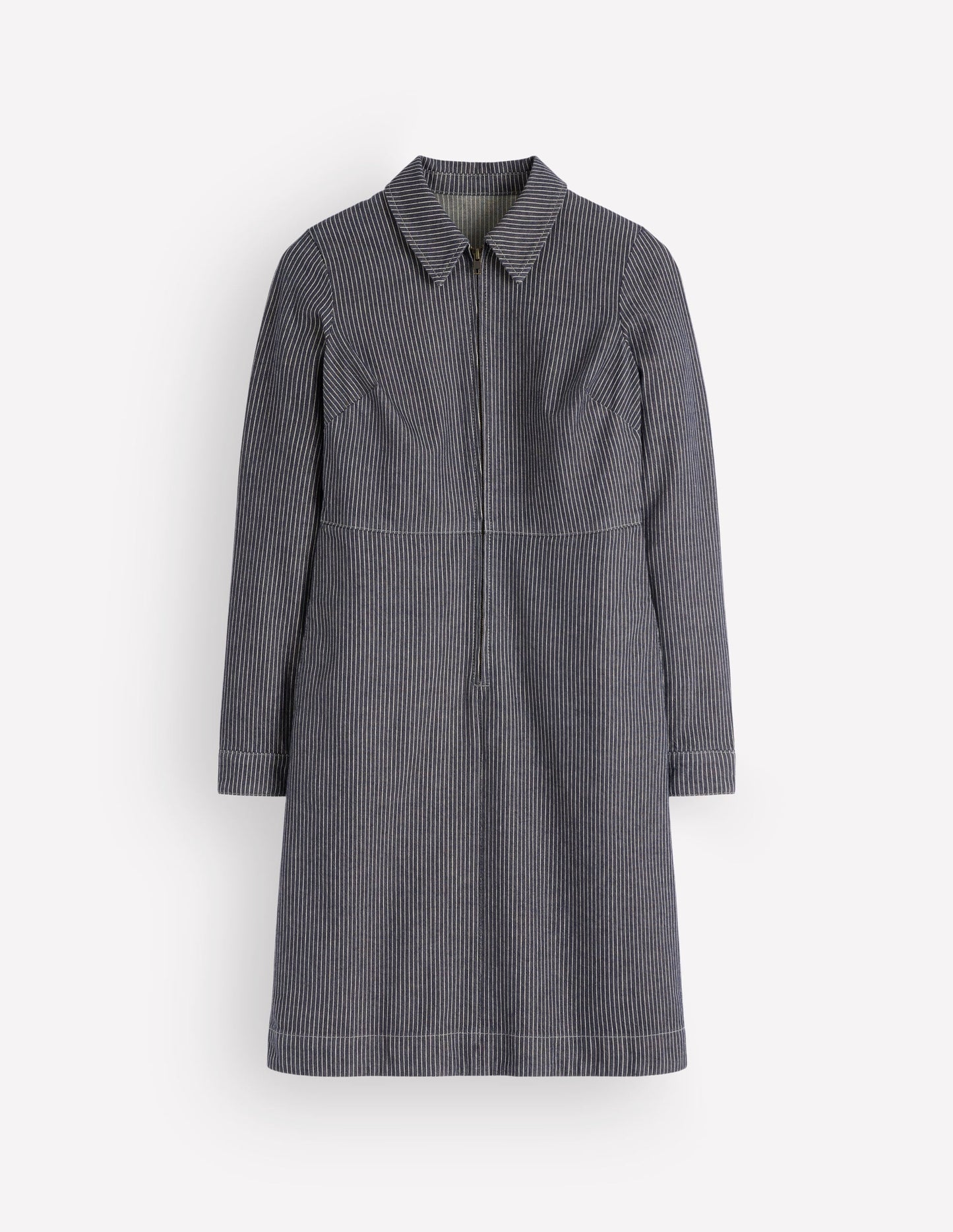 Bronte Denim Short Dress-Fine Denim Ticking Stripe