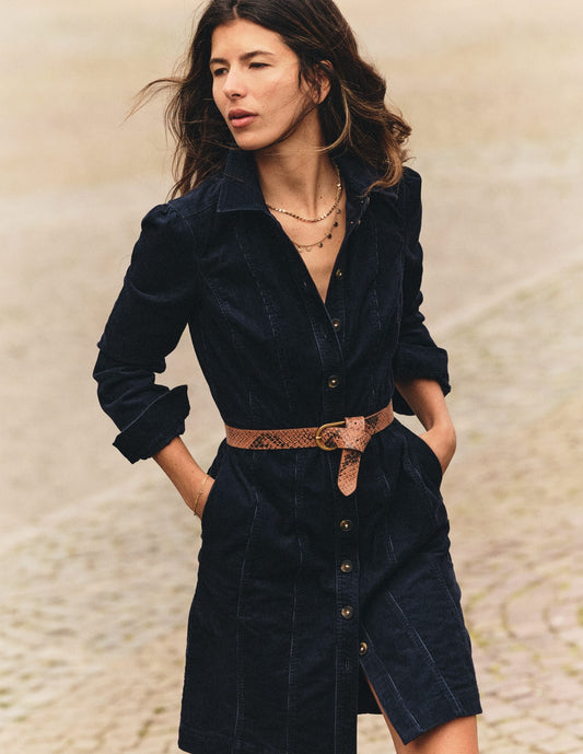 Rhoda Cord Short Dress-Navy