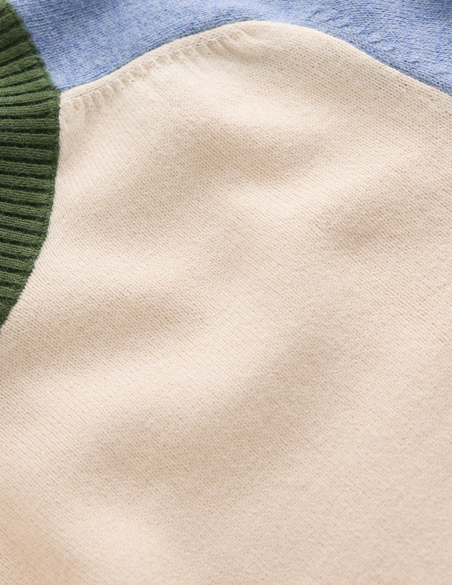 Meg Raglan Sleeve Jumper-Ivory, Blue and Green