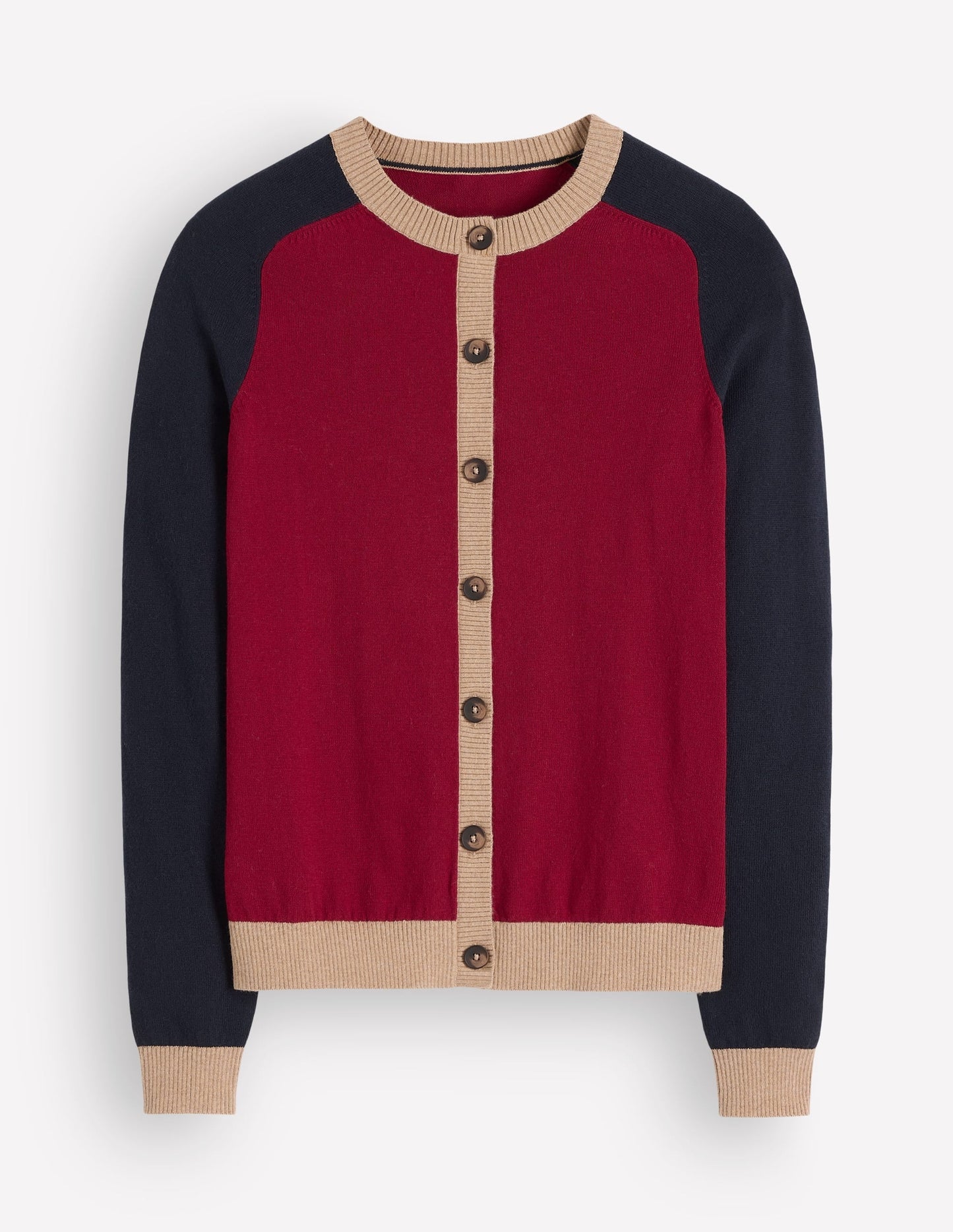 Meg Raglan Sleeve Cardigan-Red colour block