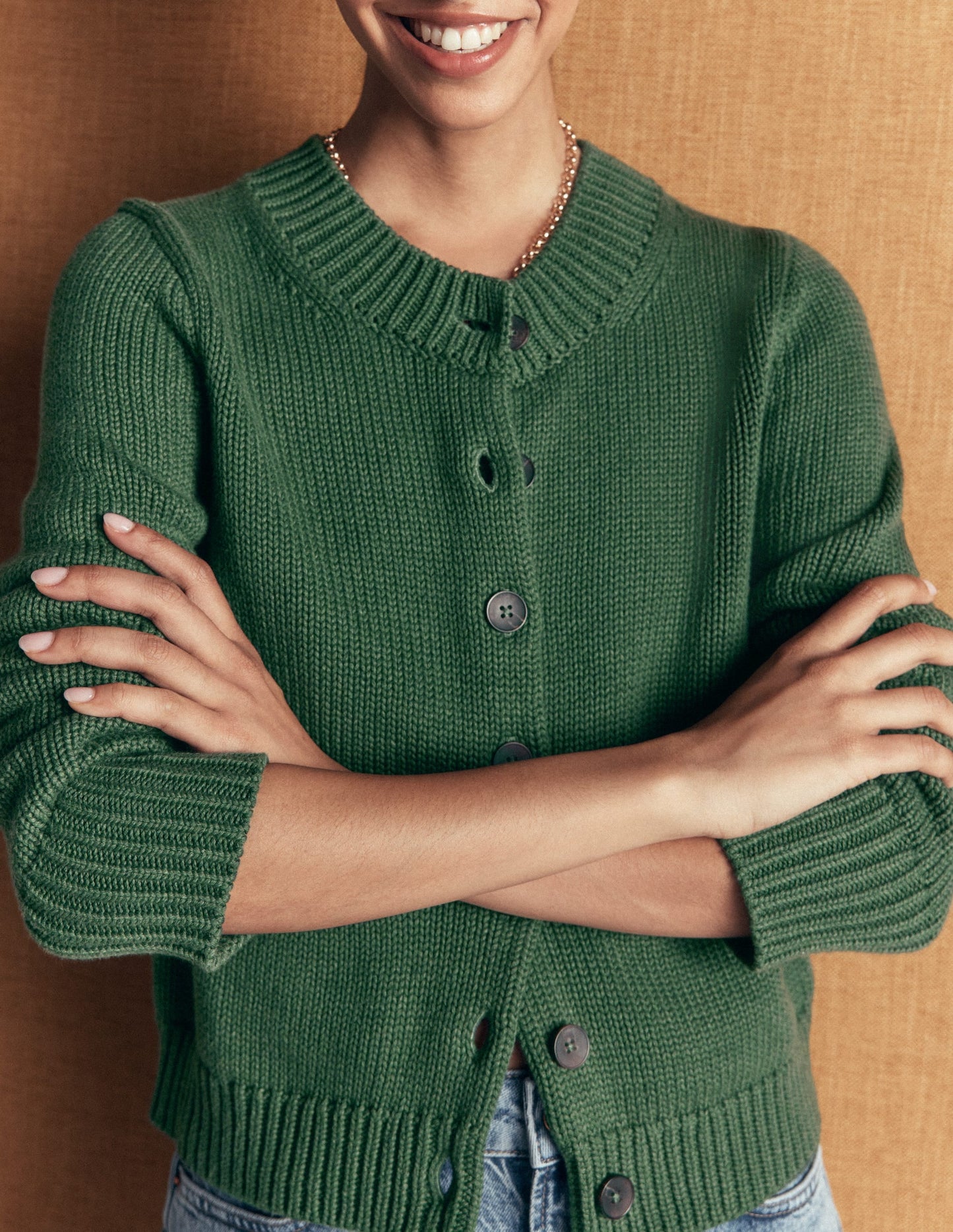 Lucy Chunky Cotton Cardigan-highland green