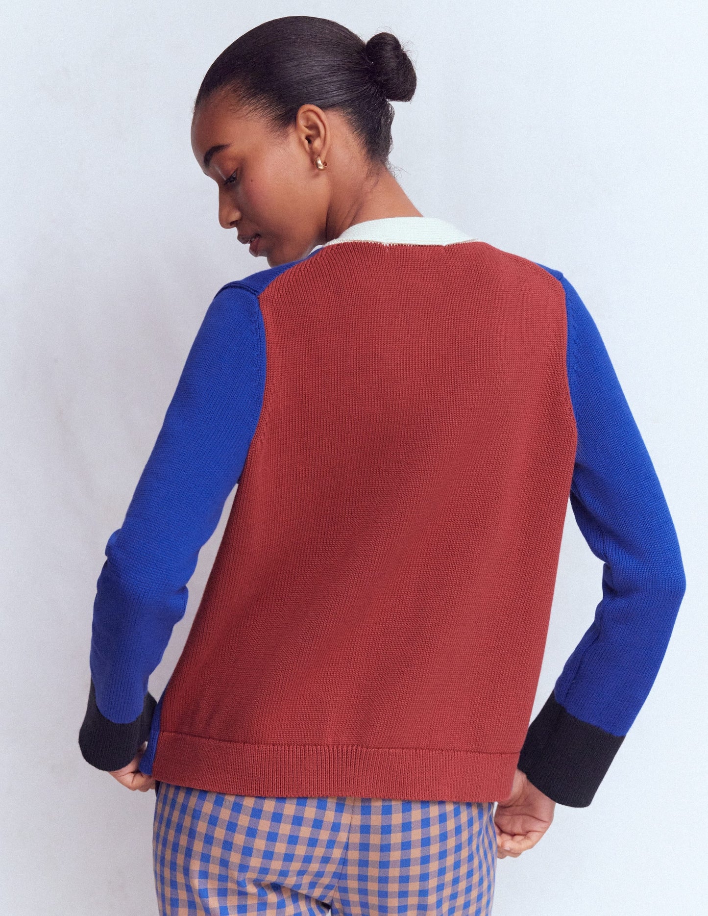 Lucy Relaxed Cotton Cardigan-Bright Blue, Colour Block