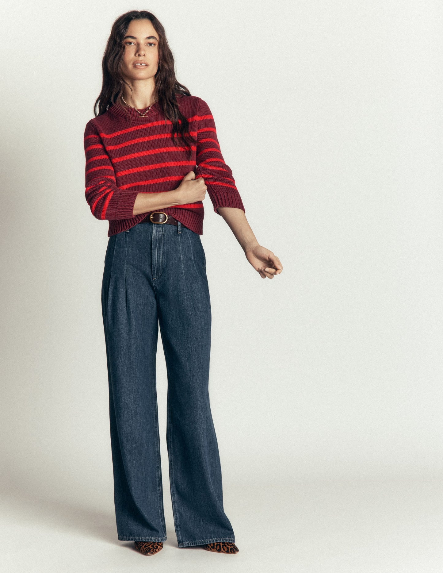 Lucy Chunky Cotton Jumper-Chestnut, Poppy Red
