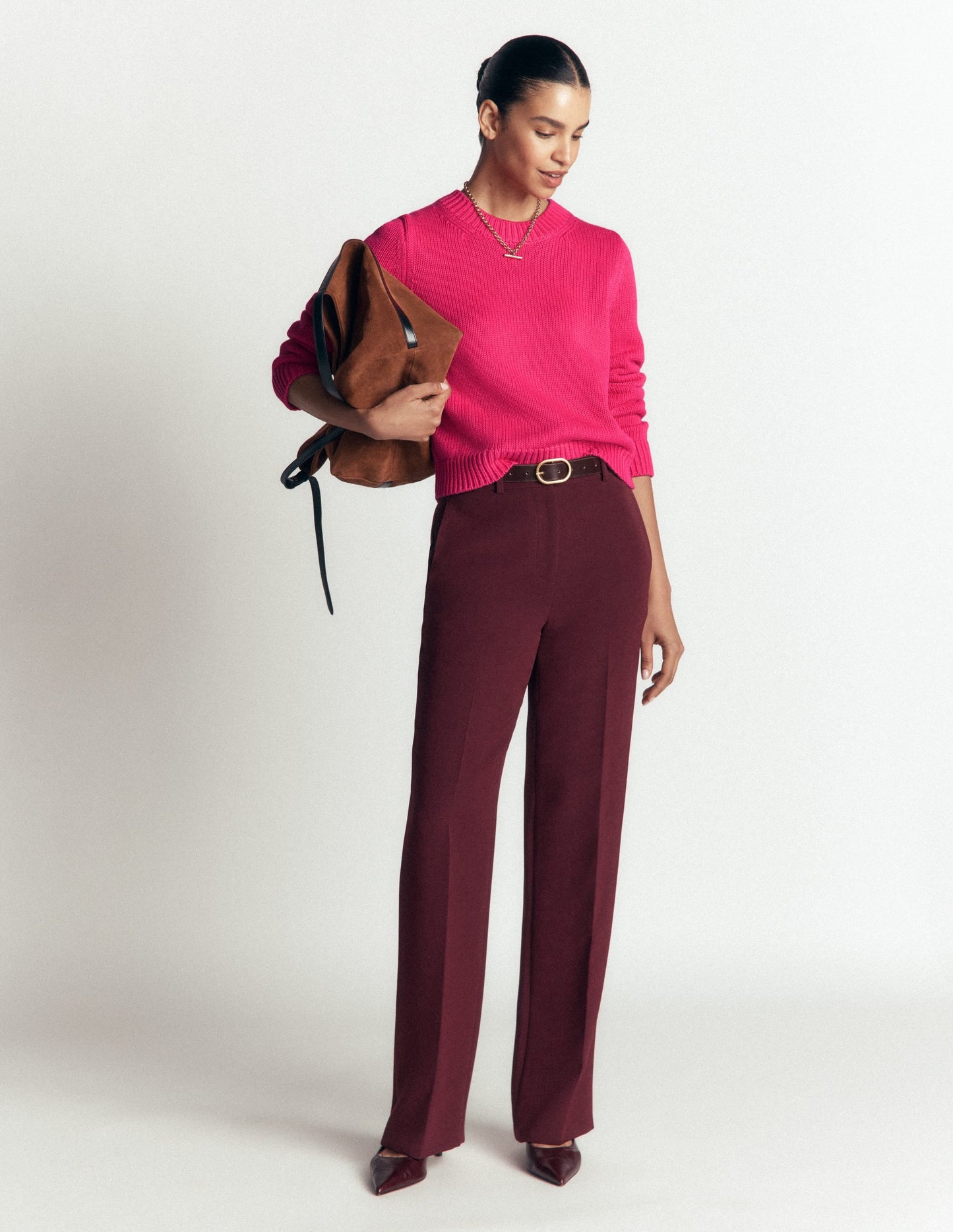 Lucy Chunky Cotton Jumper-Pink peacock