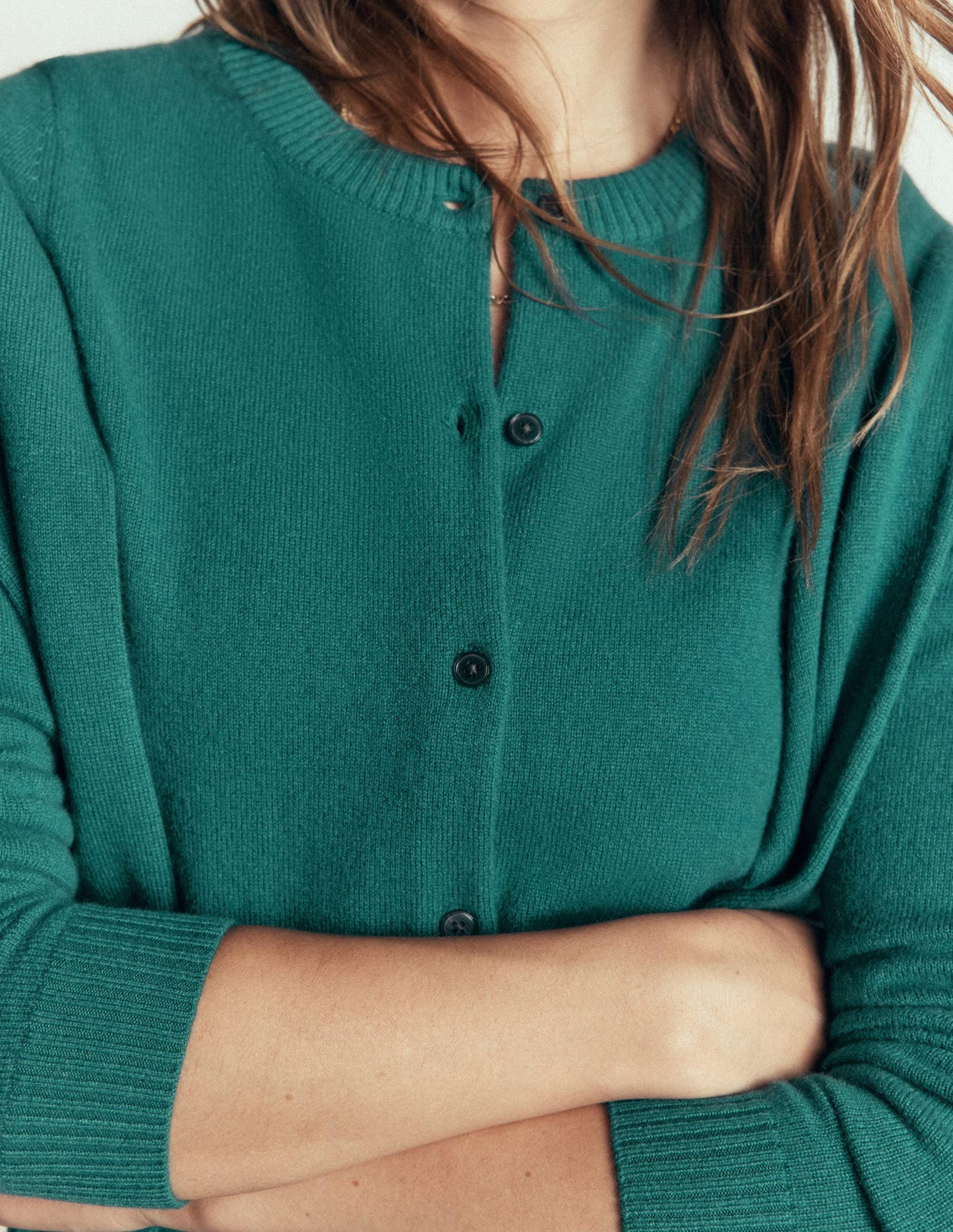Elsie Cashmere Crew Cardigan-Deep Sea Depths