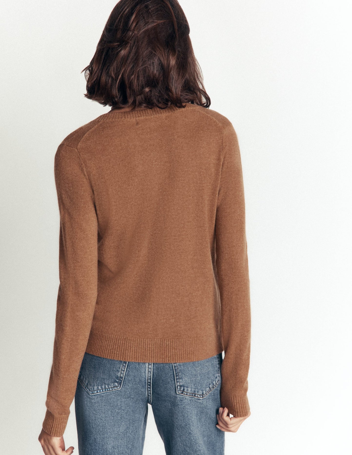 Elsie Cashmere Crew Cardigan-Warm Ginger