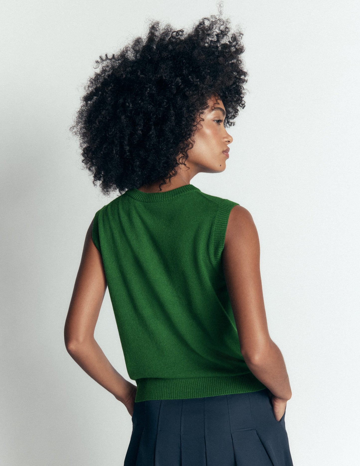 Elsie Cashmere Tank-Fresh Green