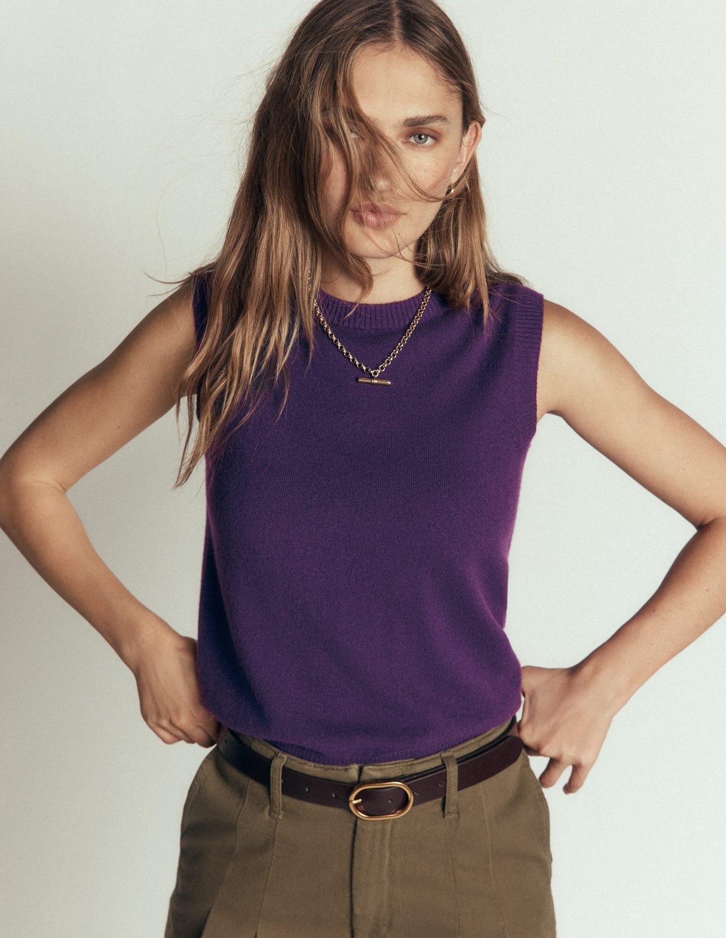 Elsie Cashmere Tank-Deep Grape