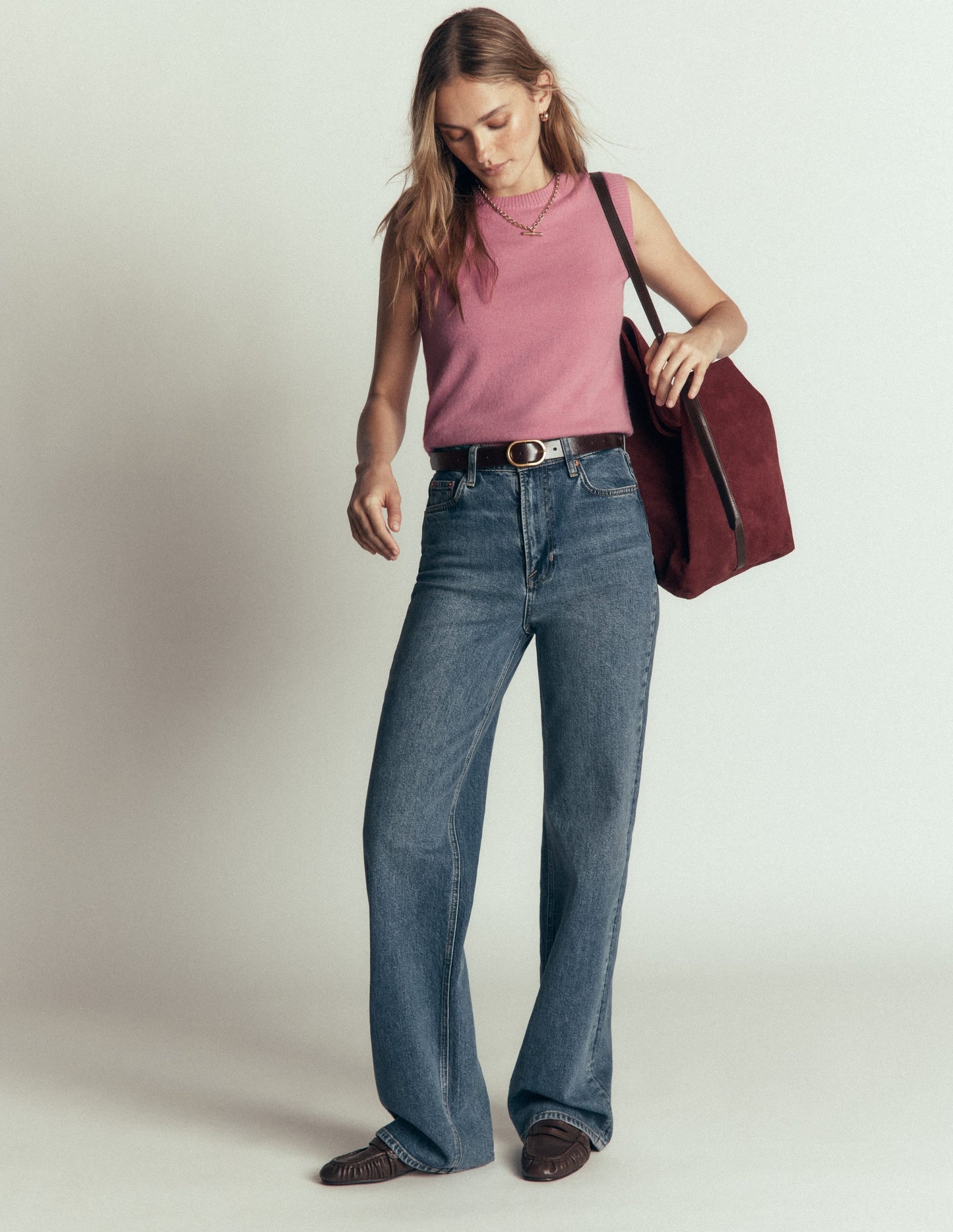 Elsie Cashmere Tank-Pink Heather