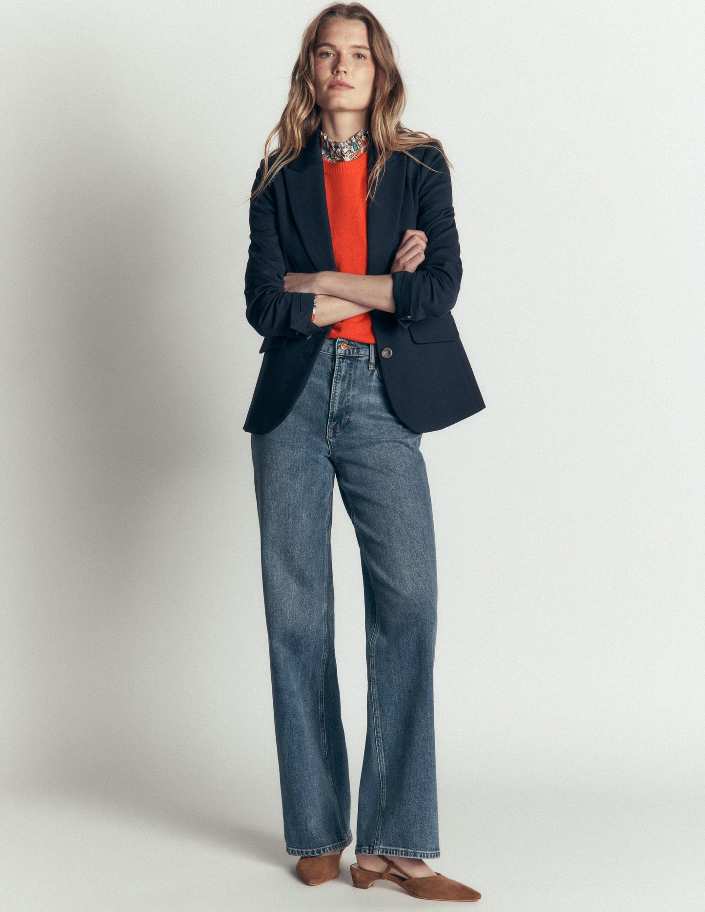 Elsie Cashmere Crew T-shirt-Orange Lily
