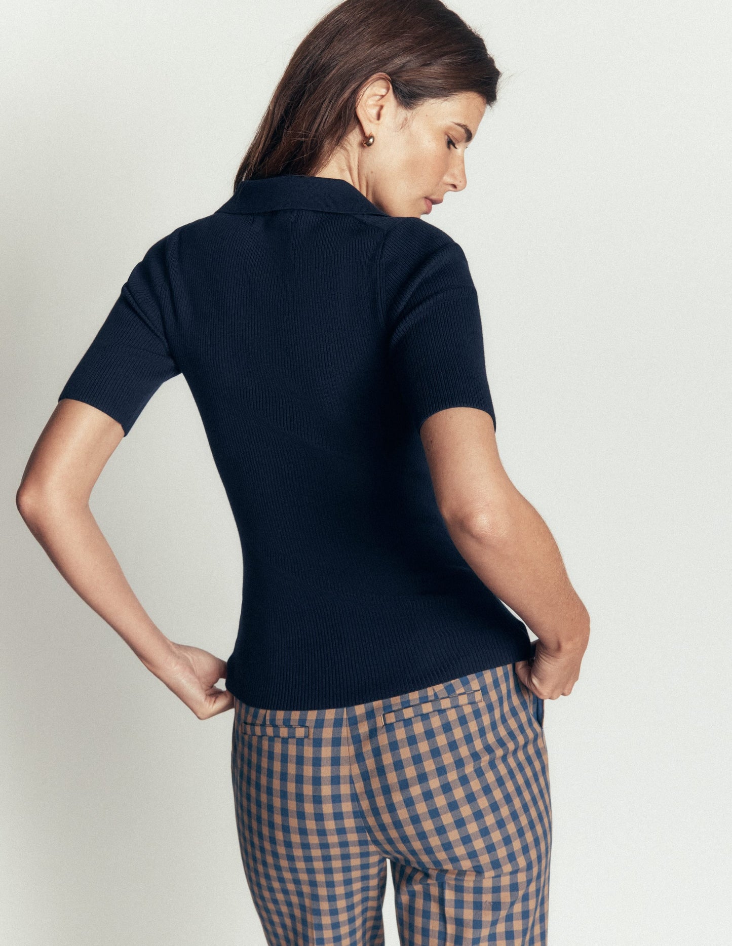 Rhianne Cotton Rib Jumper-Navy