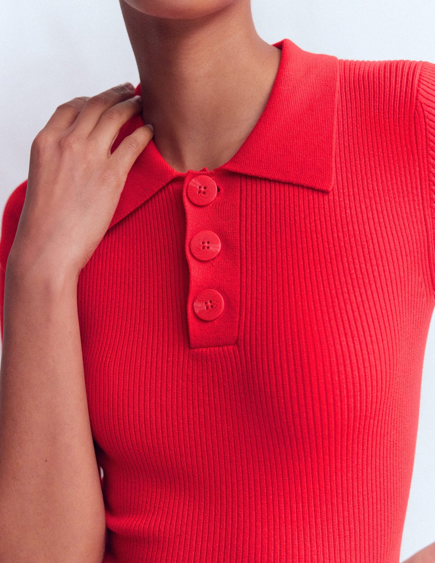 Rhianne Cotton Rib Jumper-Poppy Red