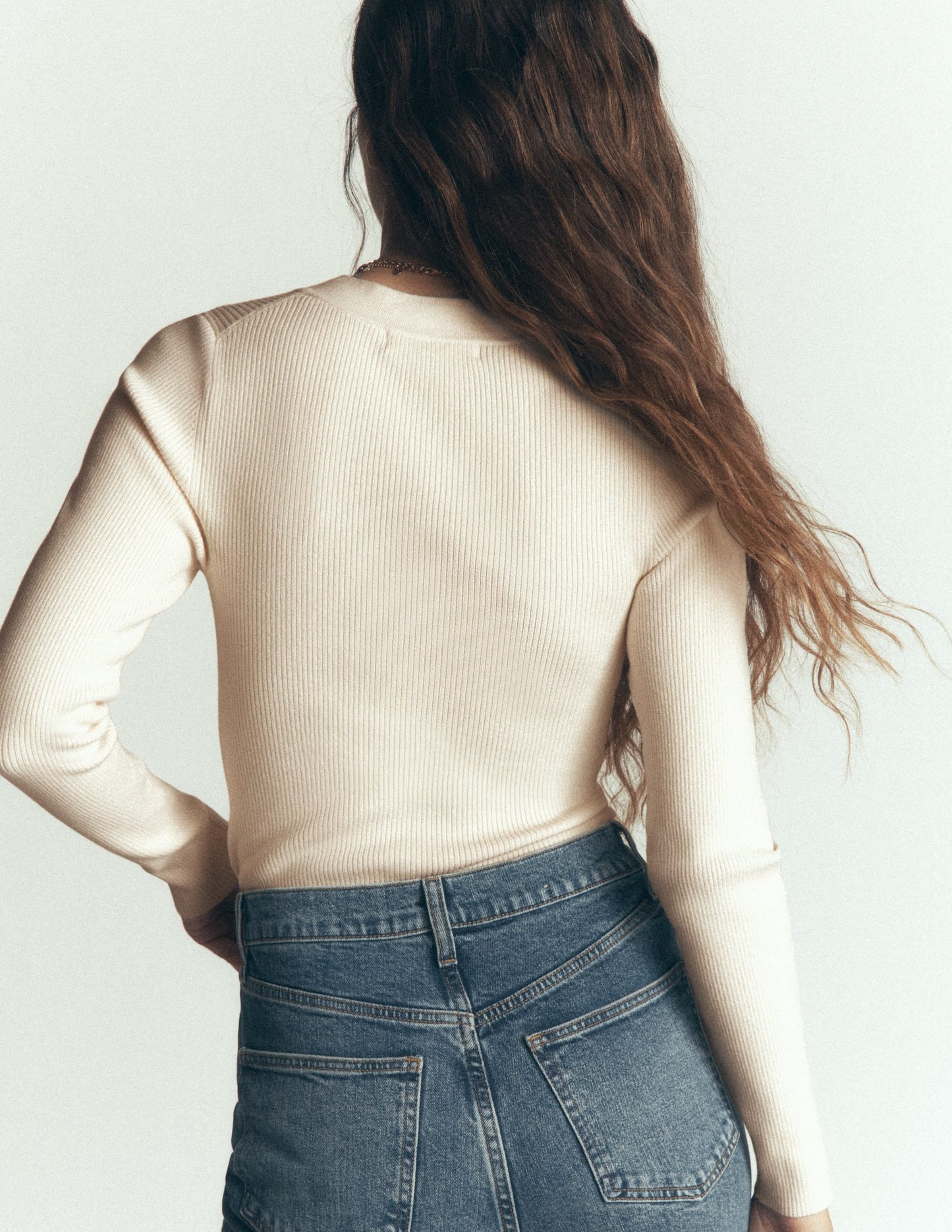 Rhianne Cotton Rib Cardigan-Ivory