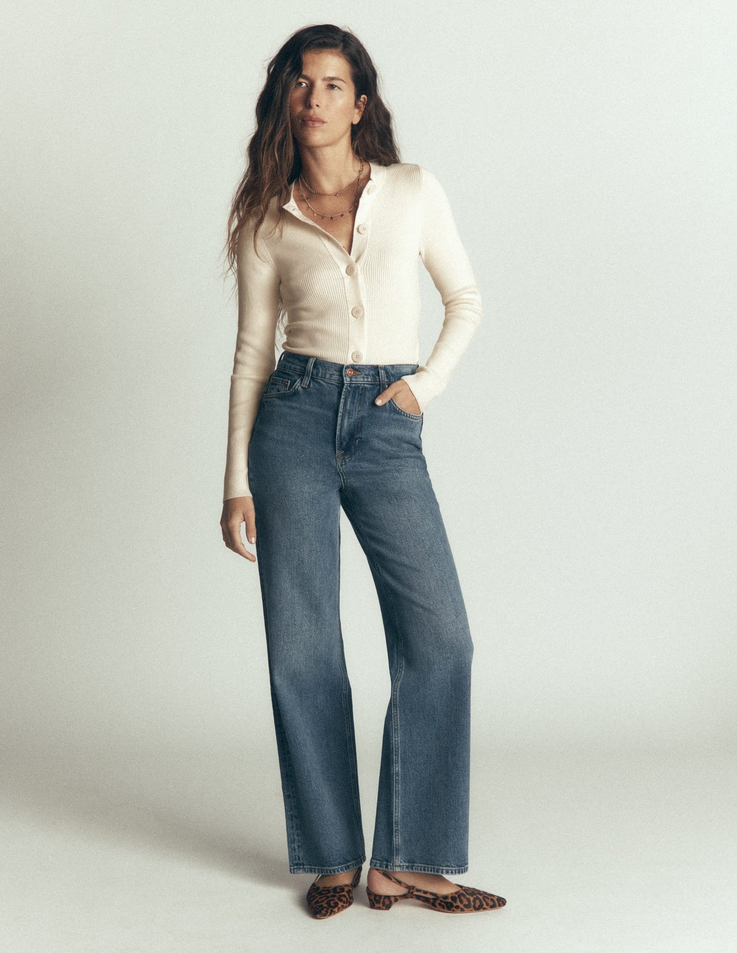 Rhianne Cotton Rib Cardigan-Ivory