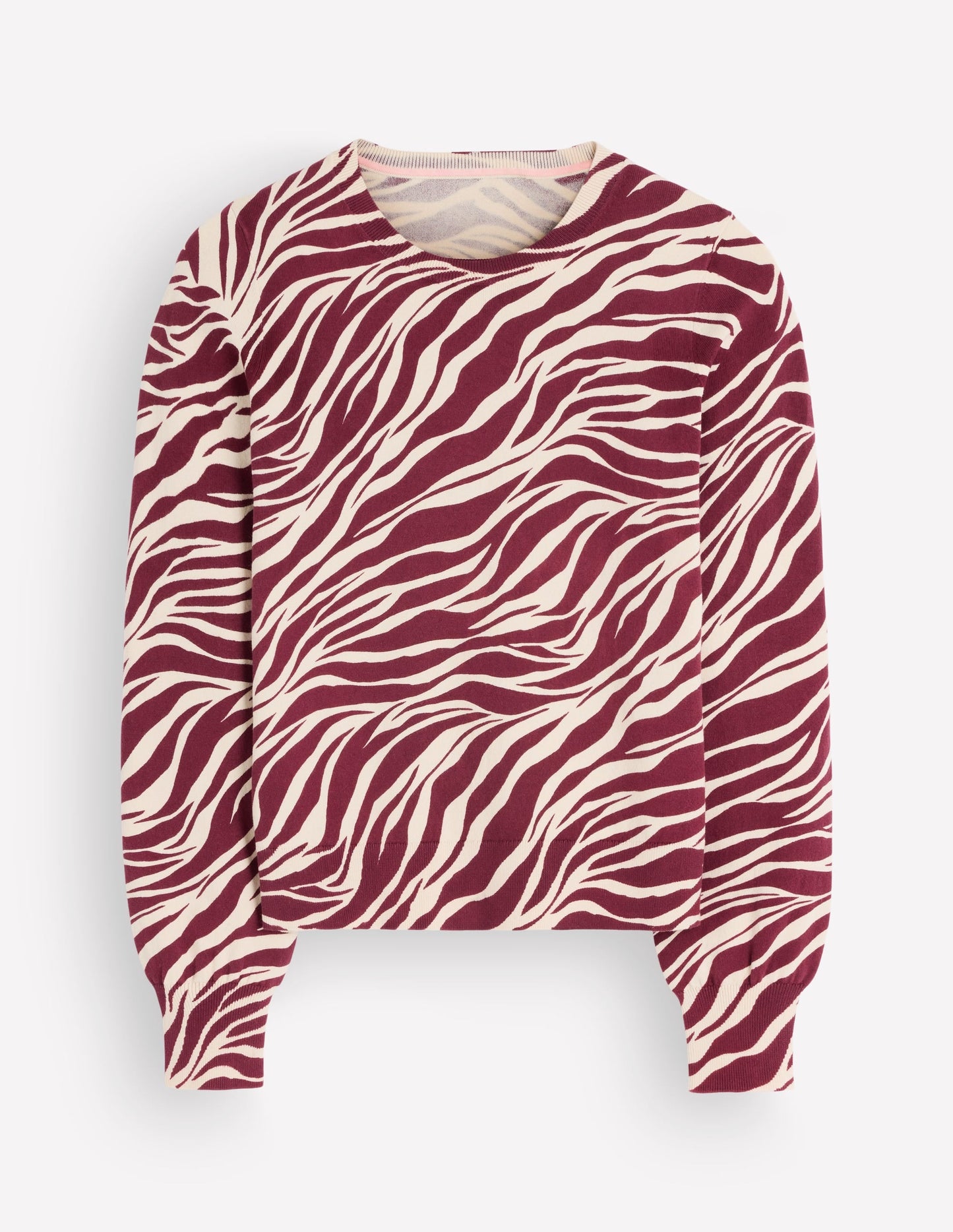 Camilla Cotton Crew Jumper-Chestnut, Zebra Swirl