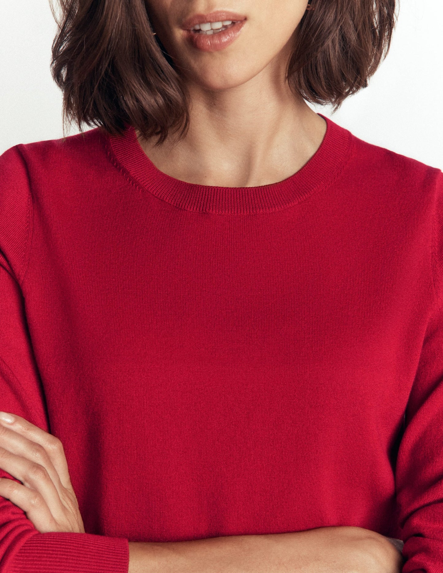 Camilla Cotton Crew Jumper-Crimson Red