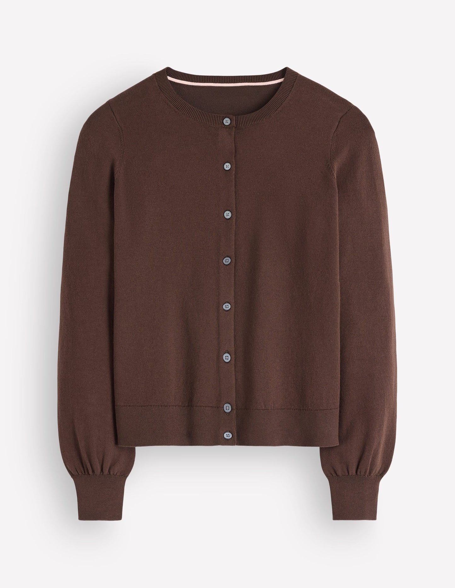 Camilla Cotton Crew Cardigan-Bitter Chocolate