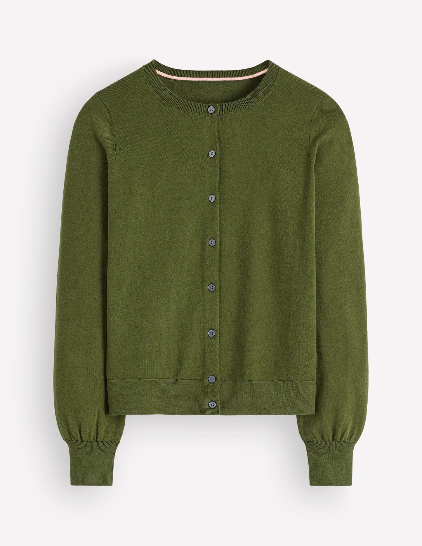 Camilla Cotton Crew Cardigan-Forest Green