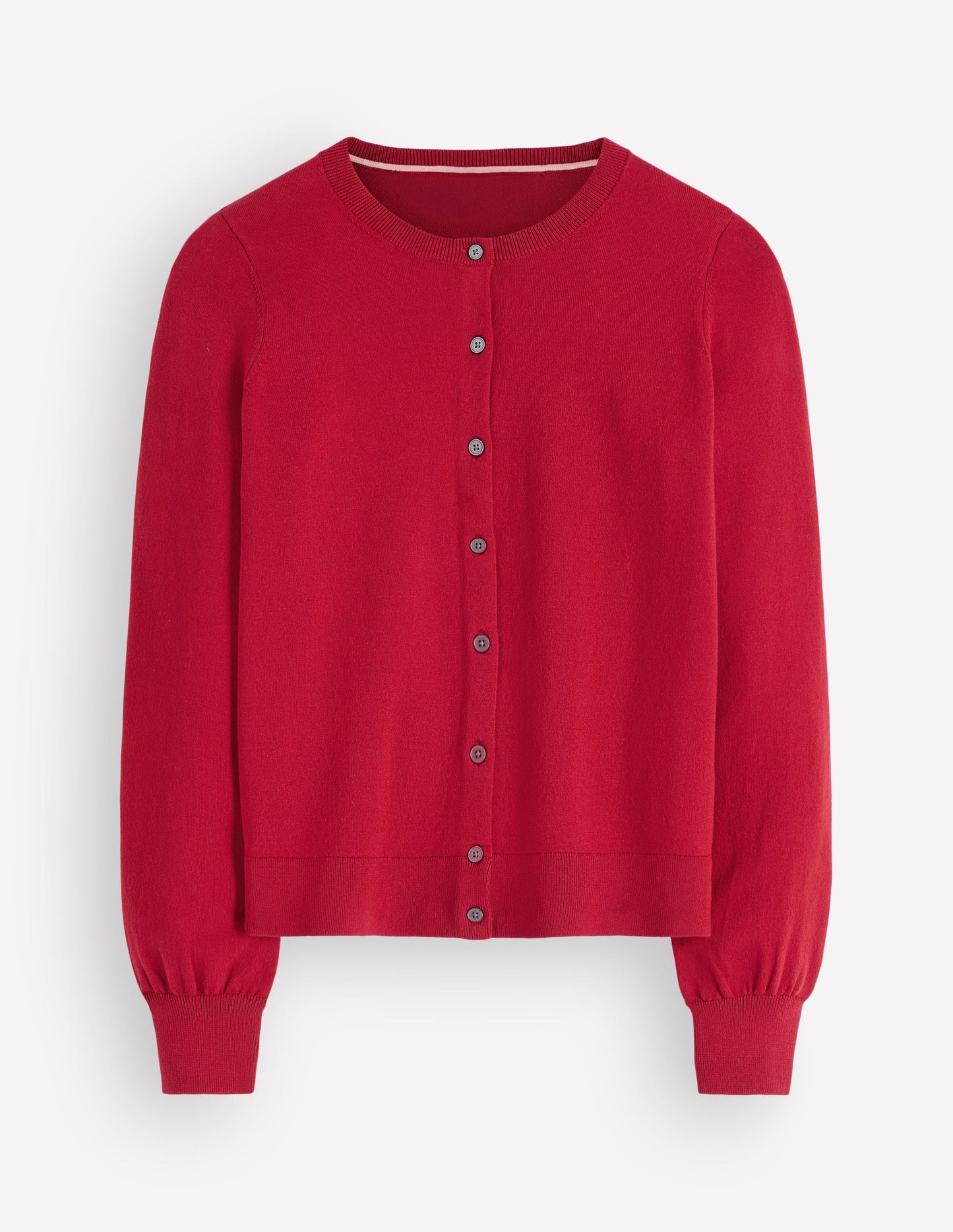 Camilla Cotton Crew Cardigan-Crimson Red