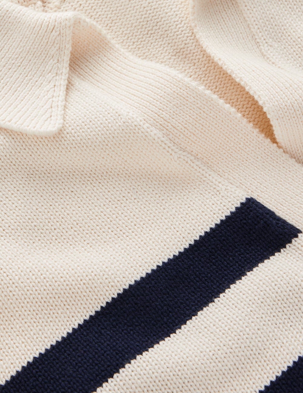 Lucy Cotton Henley Jumper-Ivory, Navy Stripe