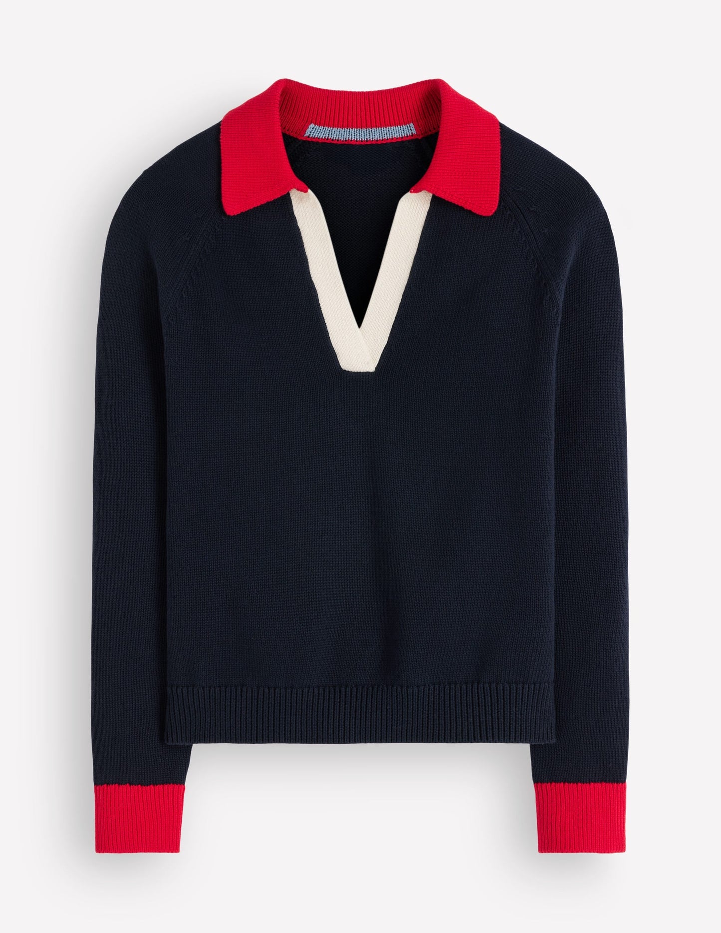 Lucy Cotton Henley Jumper-Navy Colourblock