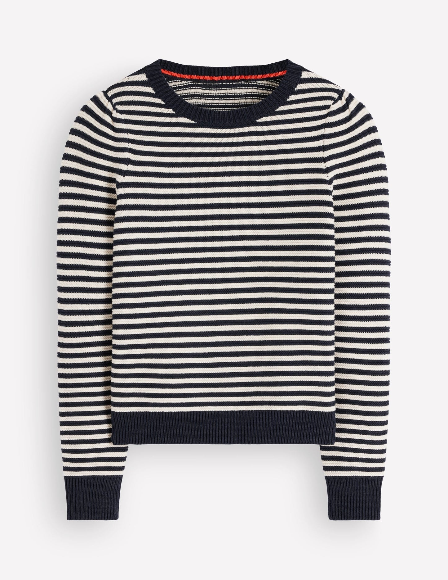Textured Stitch Jumper-Navy, Ivory