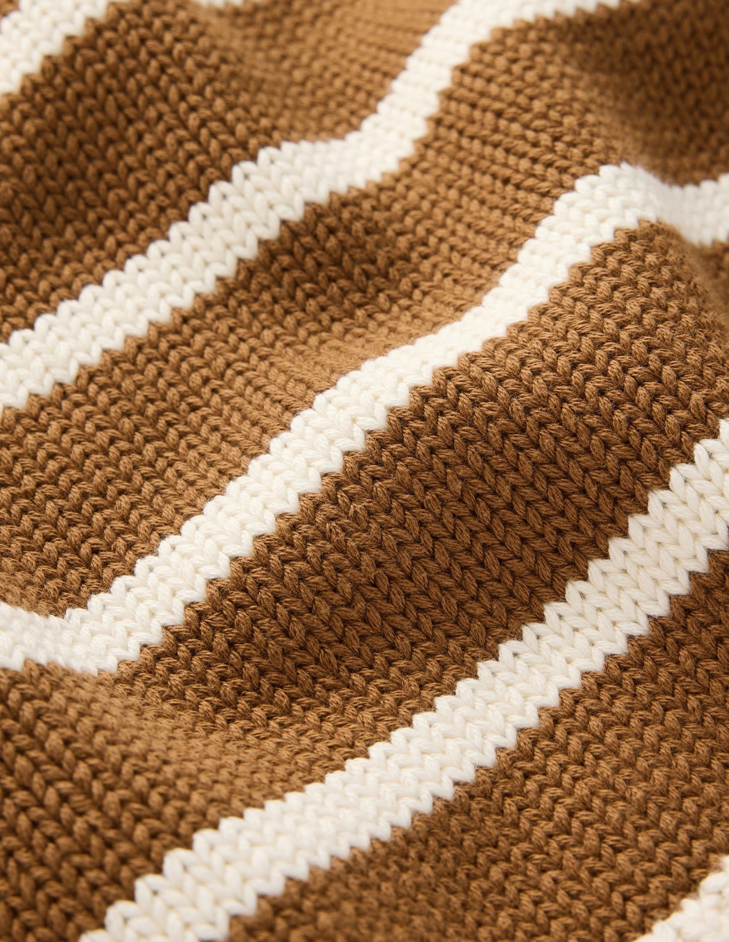 Lucy Cotton V-neck Jumper-Gingerbread, Ivory