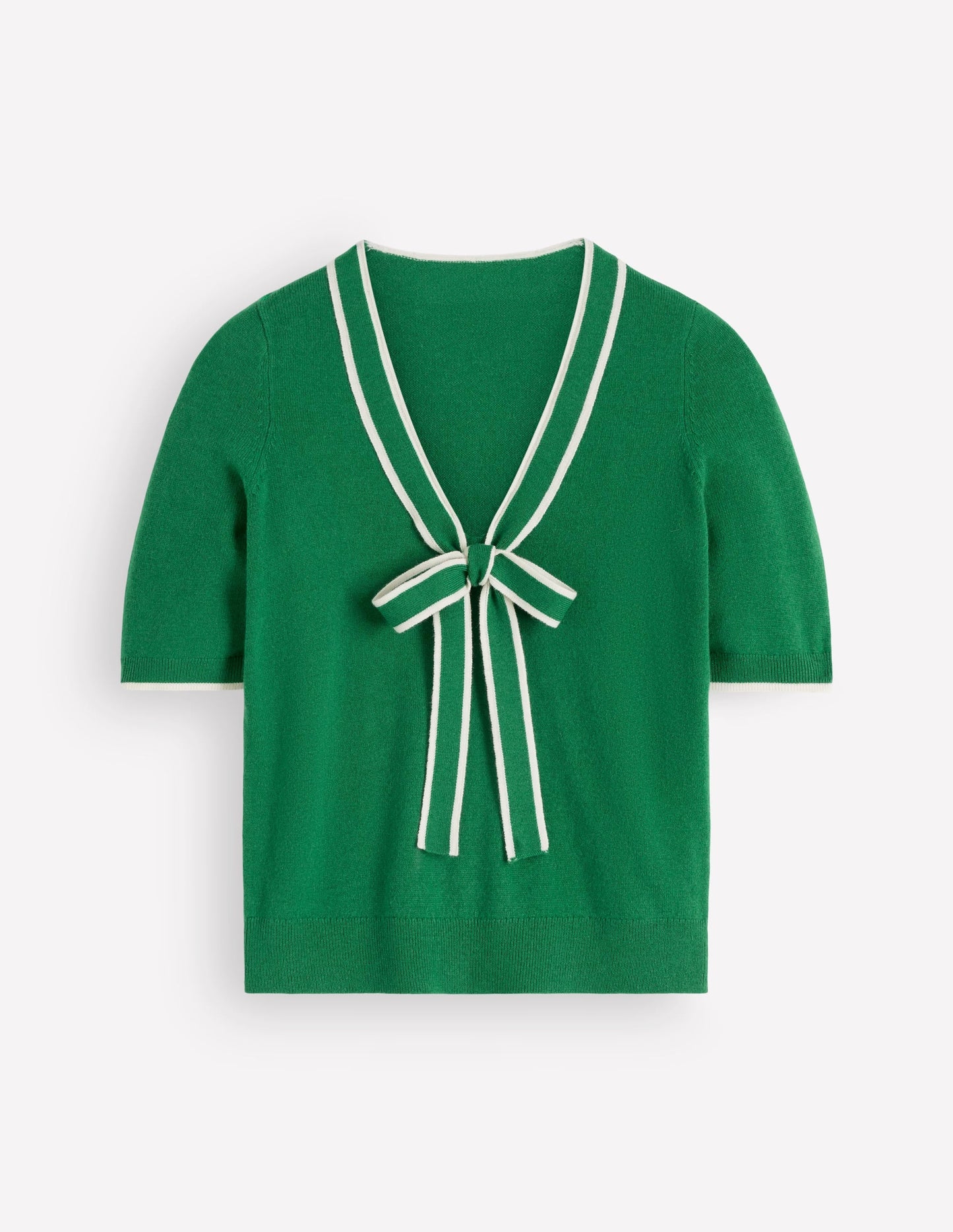 Bow Neck Knitted T-shirt-Fresh Green