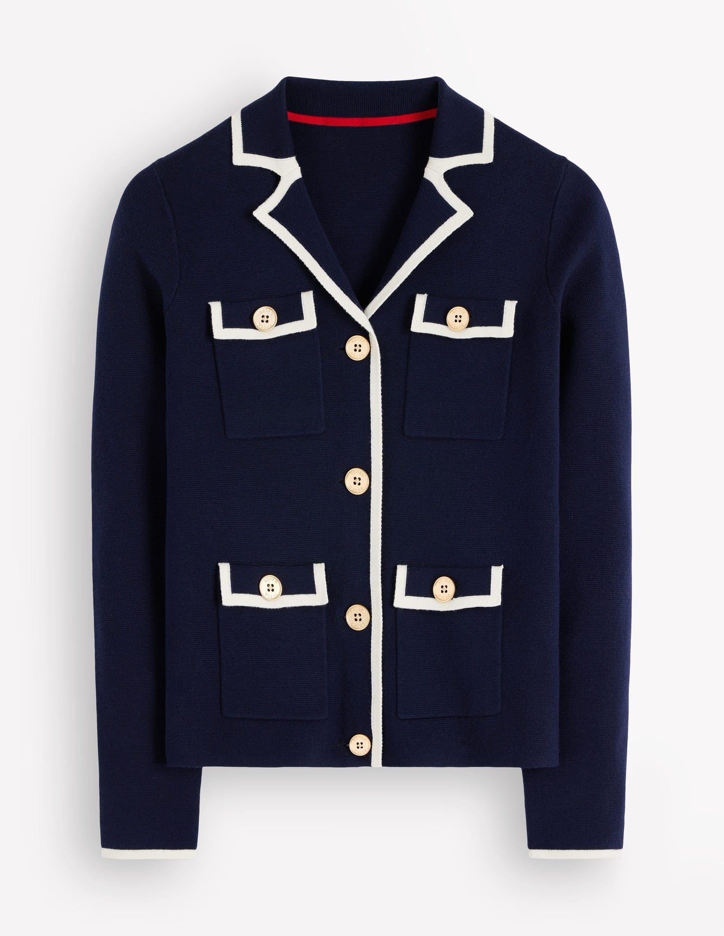 Phoebe Collared Knitted Jacket-Navy