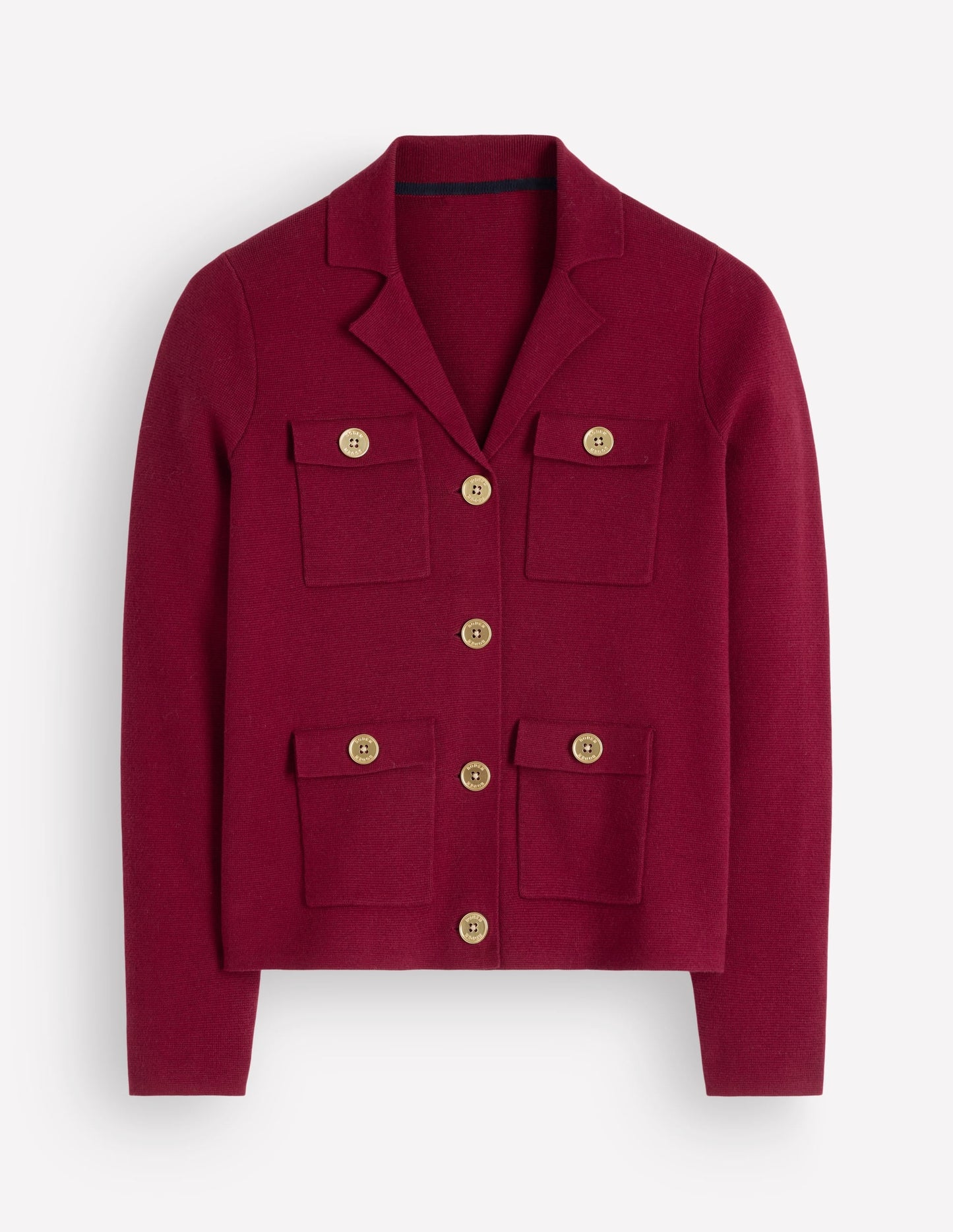 Phoebe Collared Knitted Jacket-Merlot