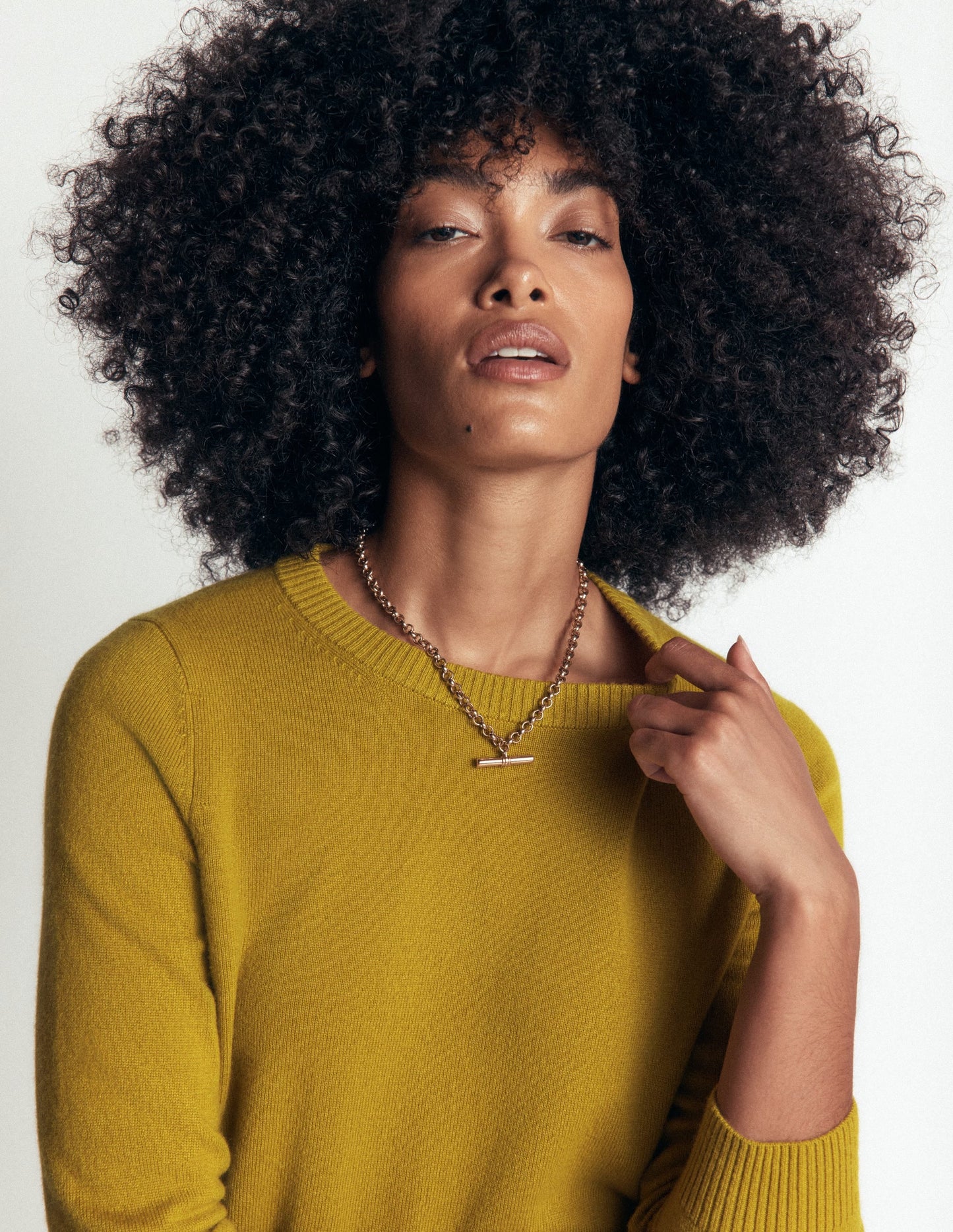 Elsie Cashmere Crew Jumper-Spiced Yellow