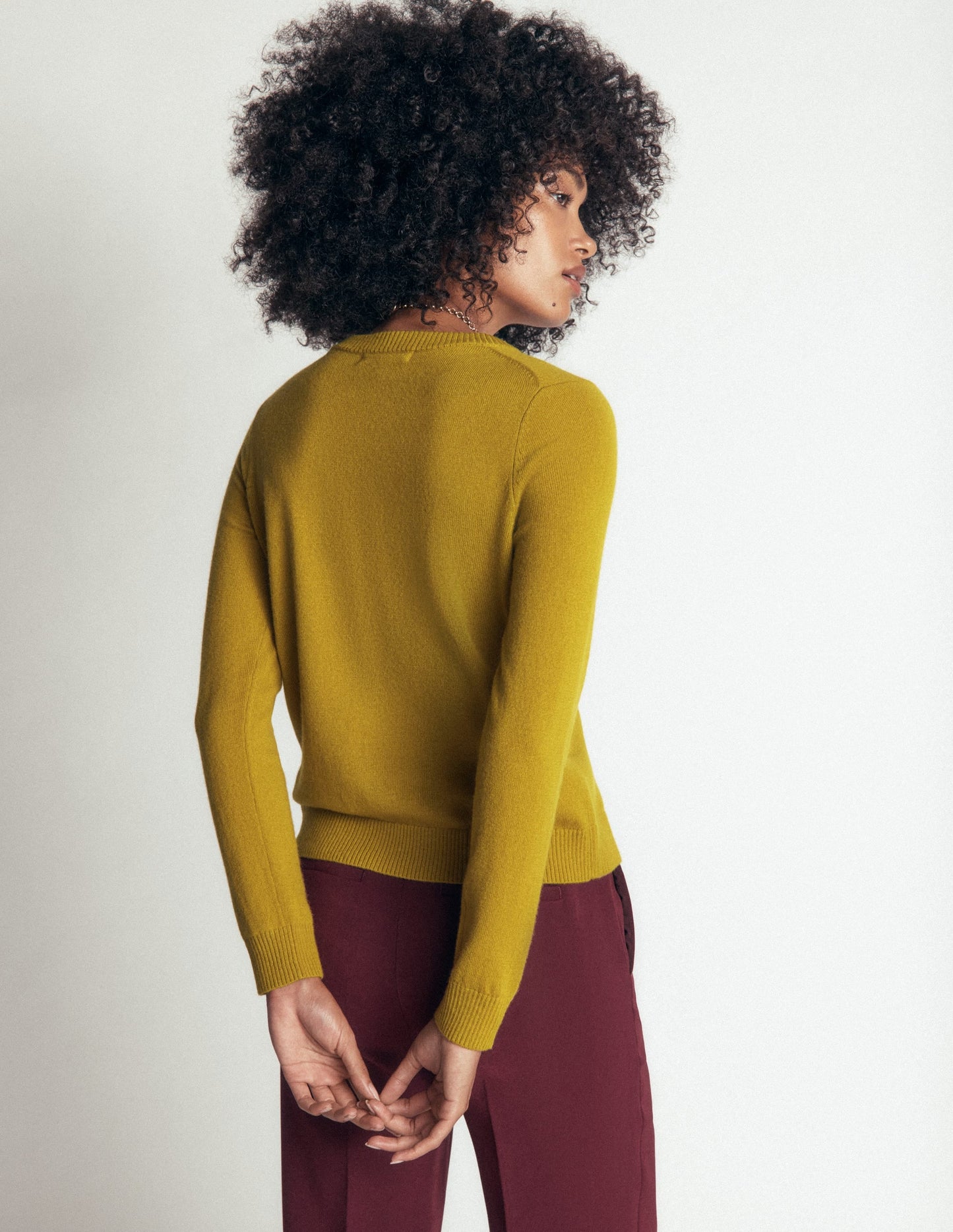 Elsie Cashmere Crew Jumper-Spiced Yellow