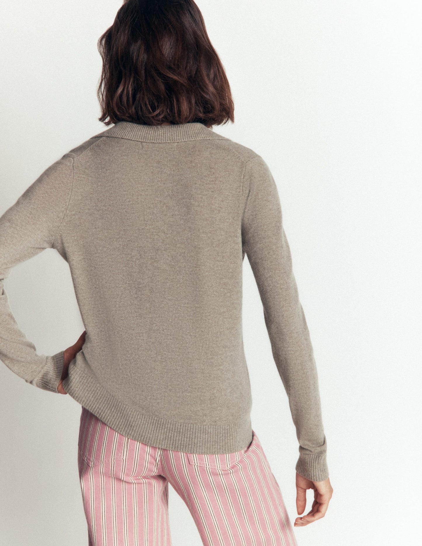 Elsie Cashmere Henley Jumper-Mink Melange
