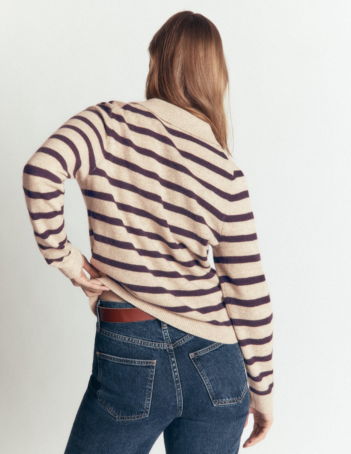 Marianne Merino Wool Jumper-Mink, Stripe