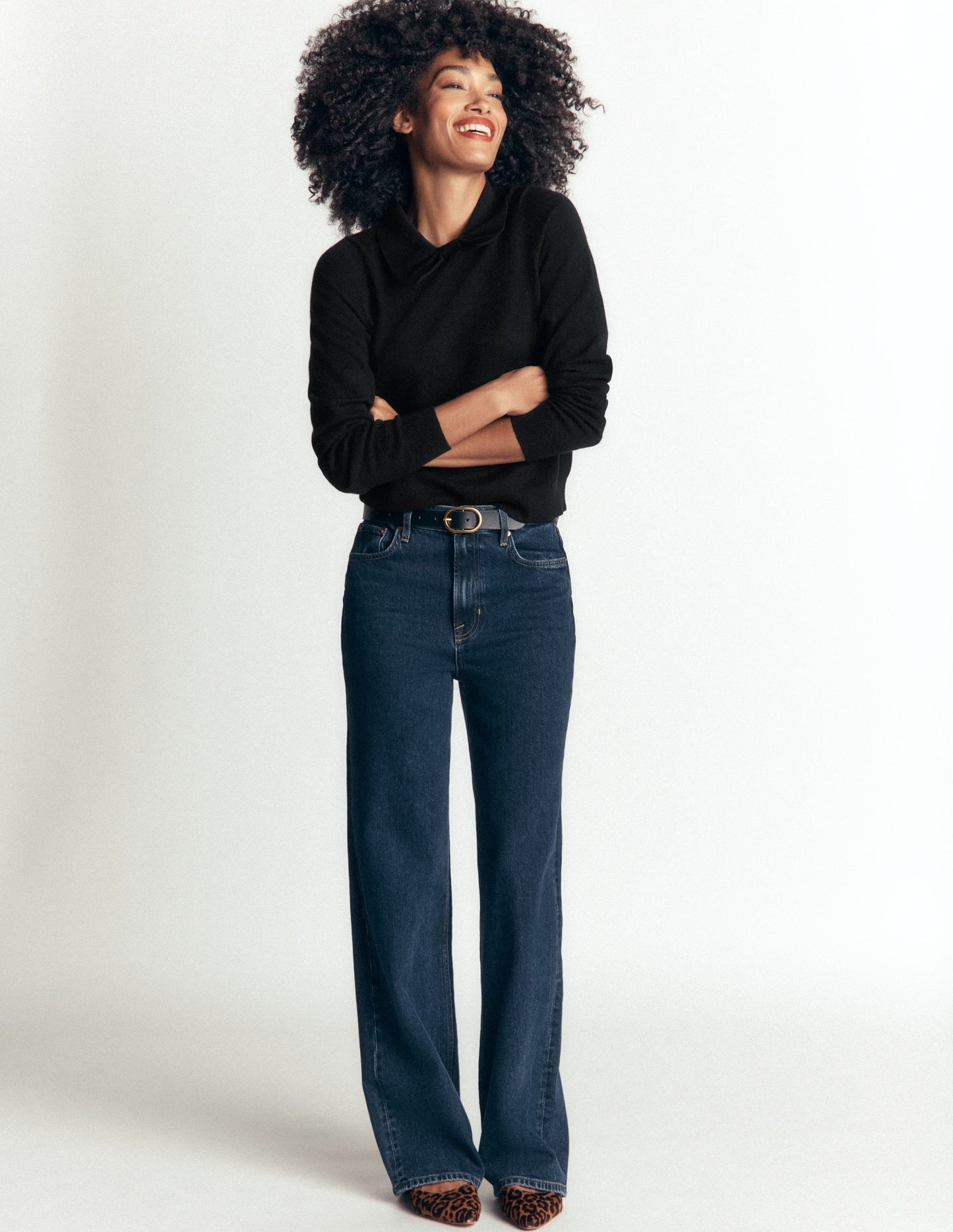 Bow Neck Knitted Jumper-Black