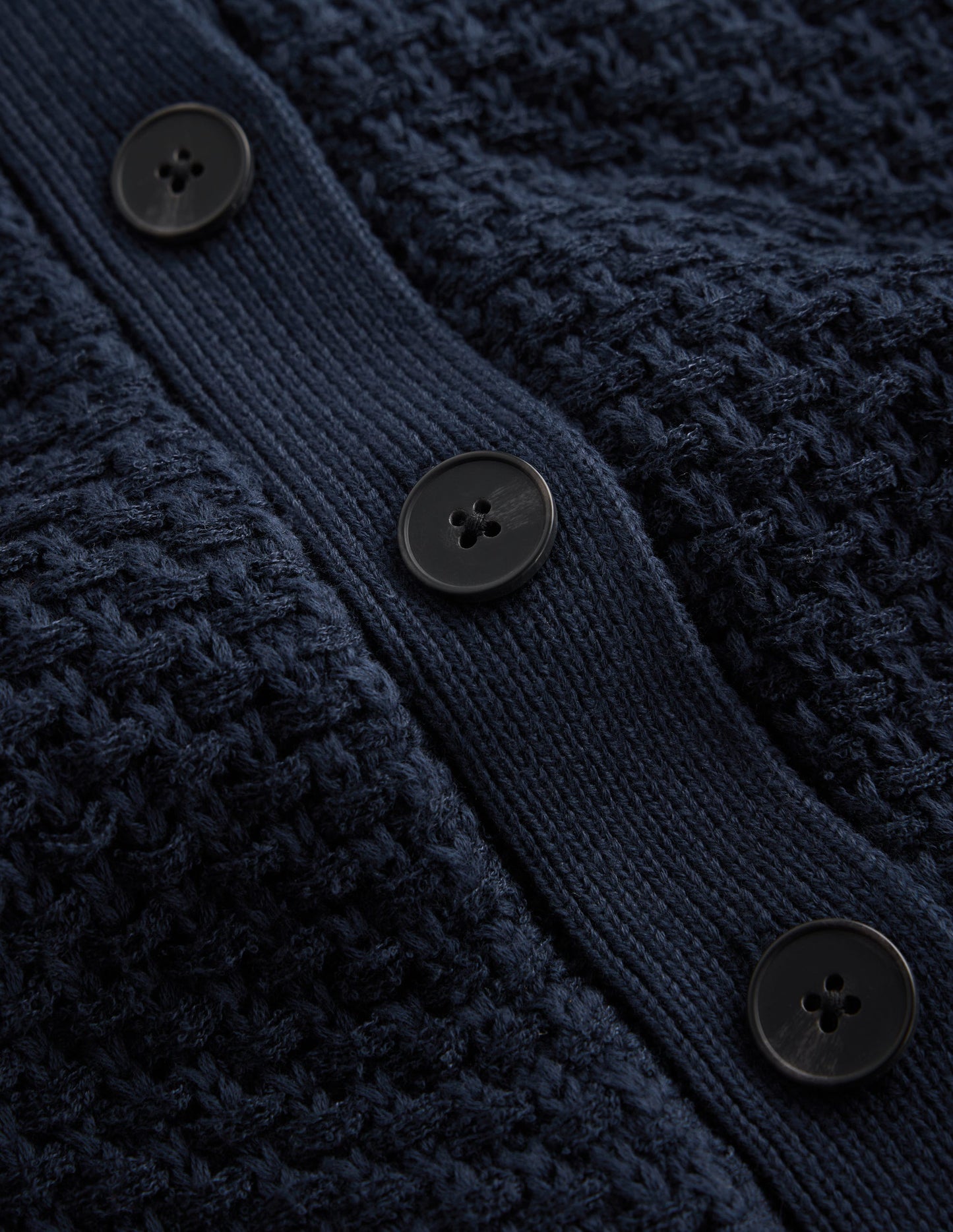 Textured Knitted Bomber Jacket-Navy
