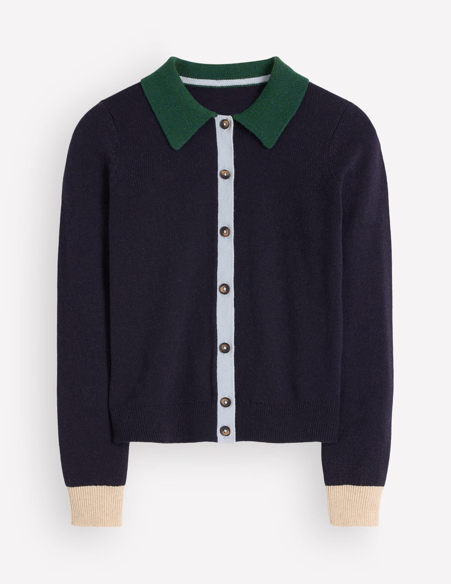 Ariadne Wool Blend Cardigan-Navy Colour Block