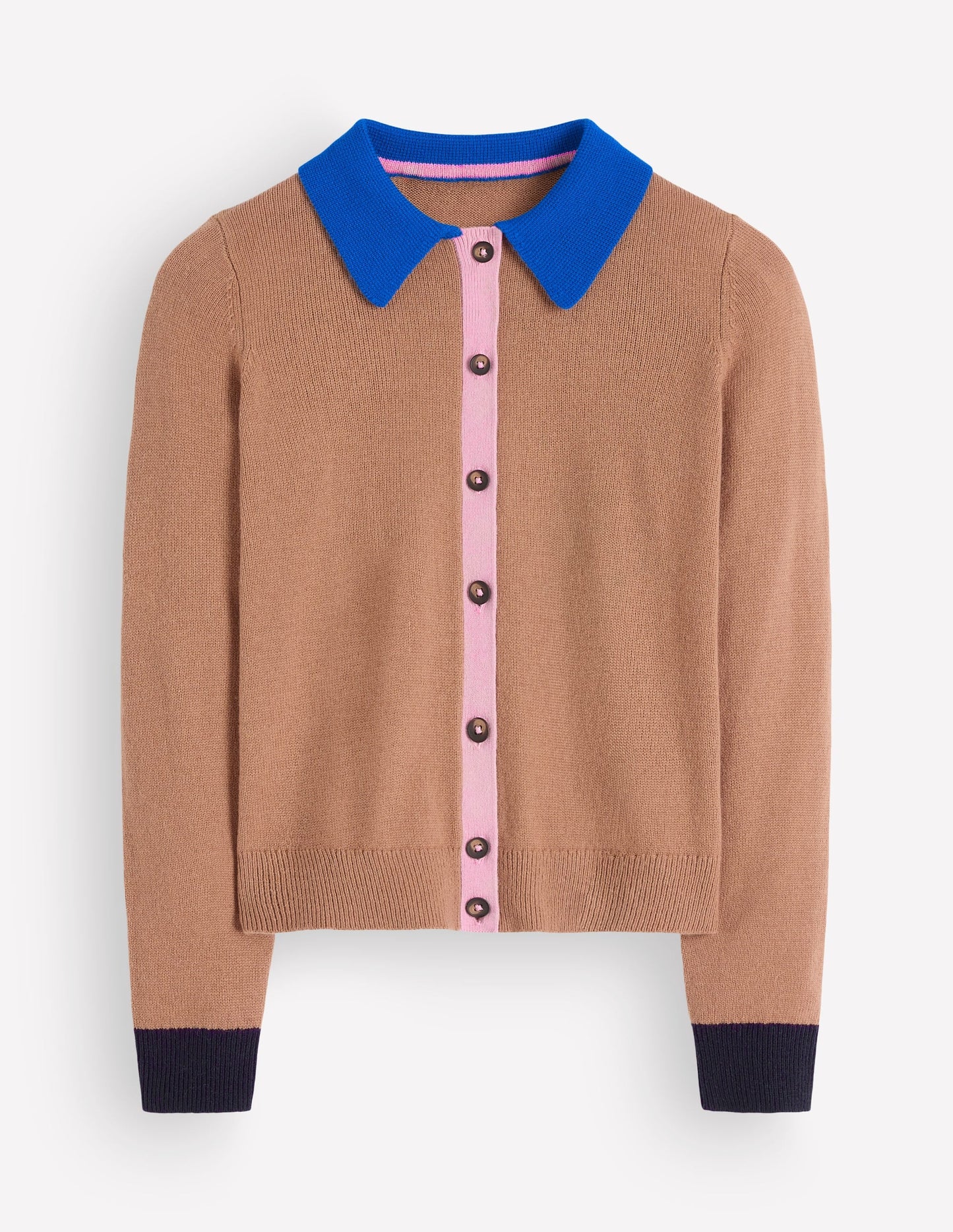 Ariadne Wool Blend Cardigan-Camel Melange, Colour Block