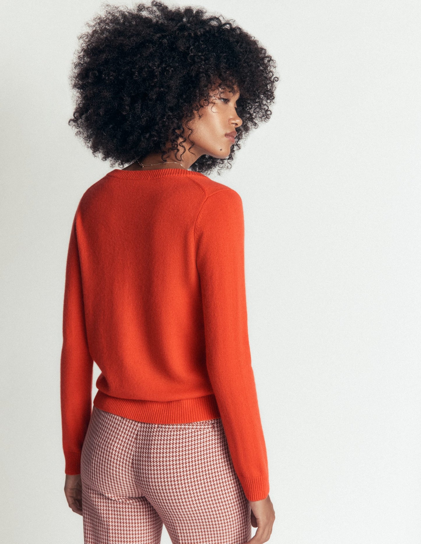 Elsie Cashmere V Neck Jumper-Orange Lily