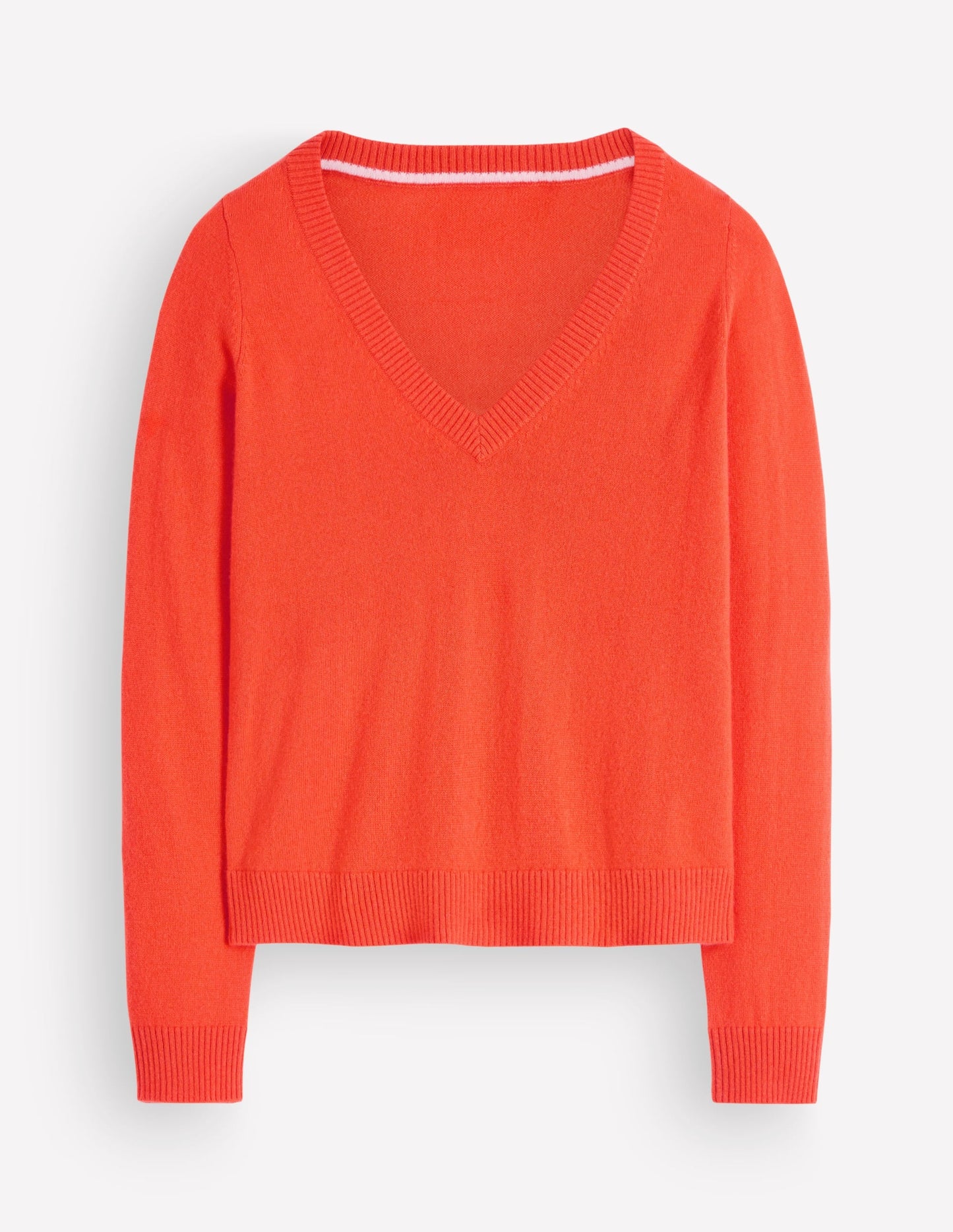 Elsie Cashmere V Neck Jumper-Orange Lily